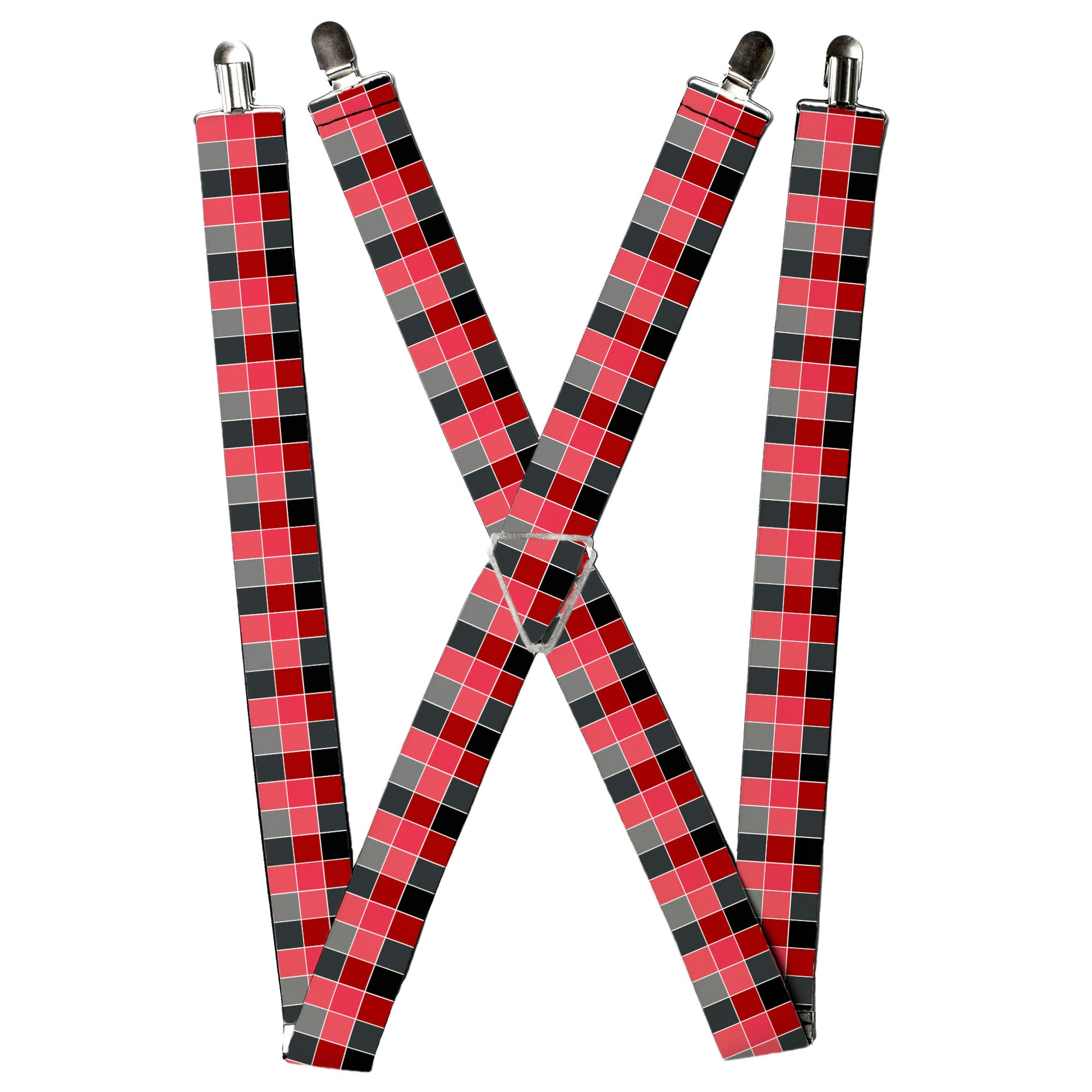 Suspenders - Checker Mosaic Red Suspenders Buckle-Down