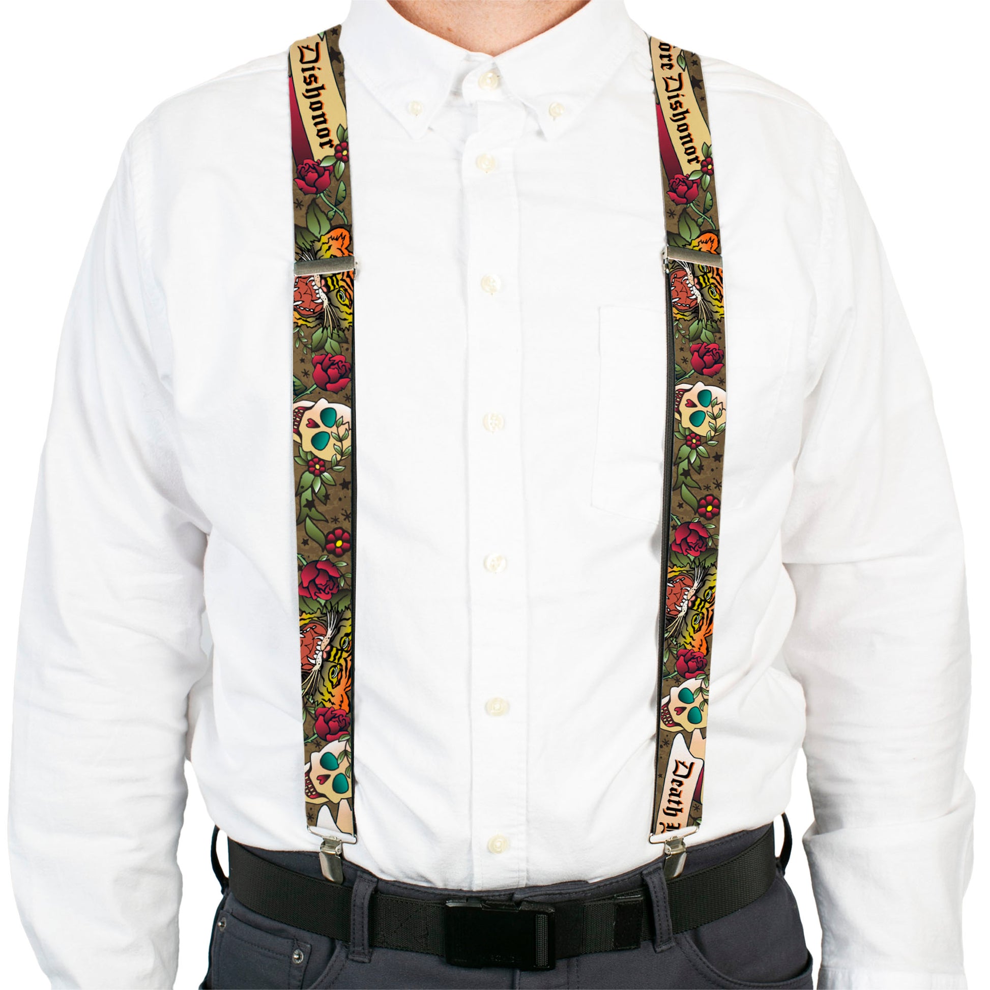 Suspenders - Death Before Dishonor Olive Suspenders Buckle-Down