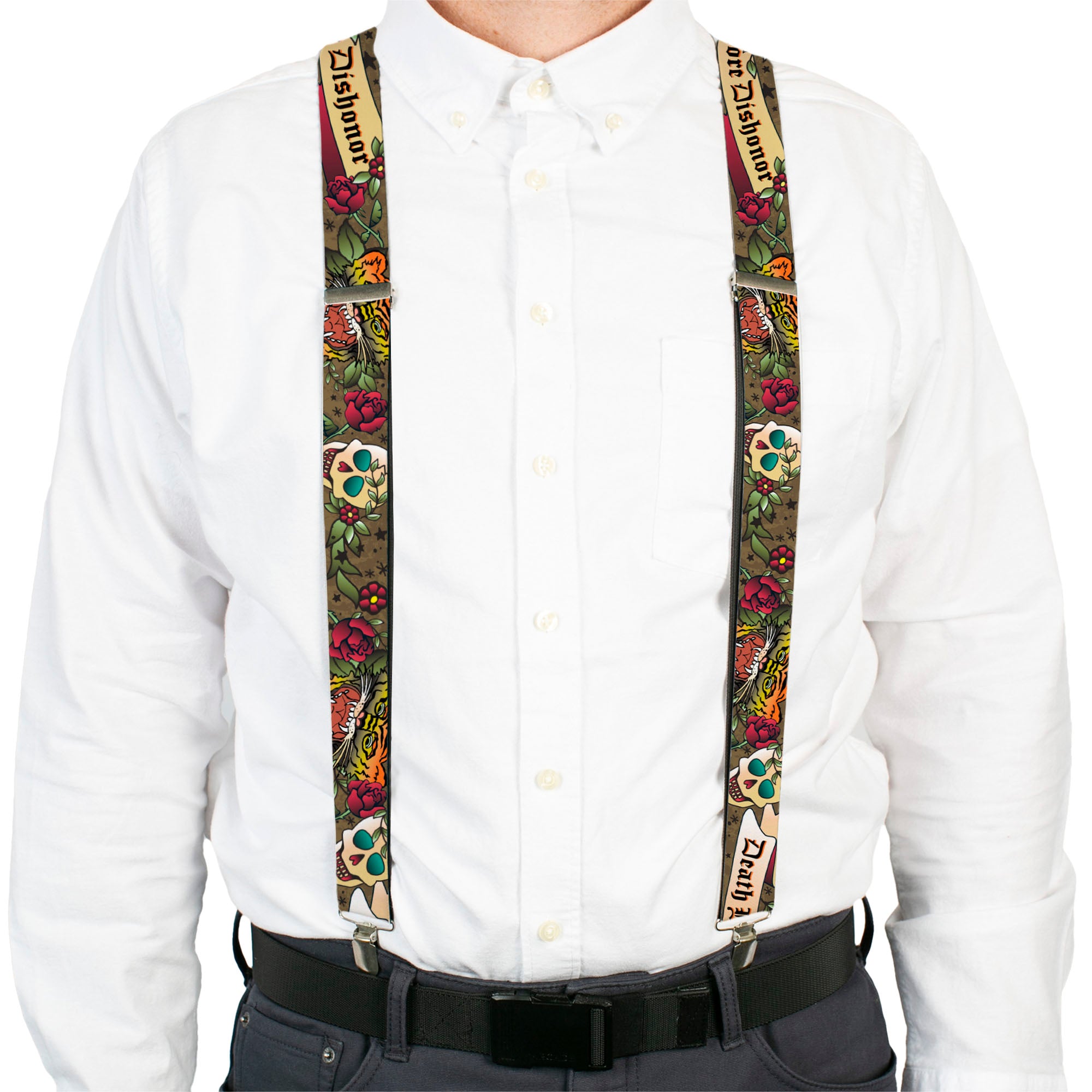 Suspenders - Death Before Dishonor Olive Suspenders Buckle-Down