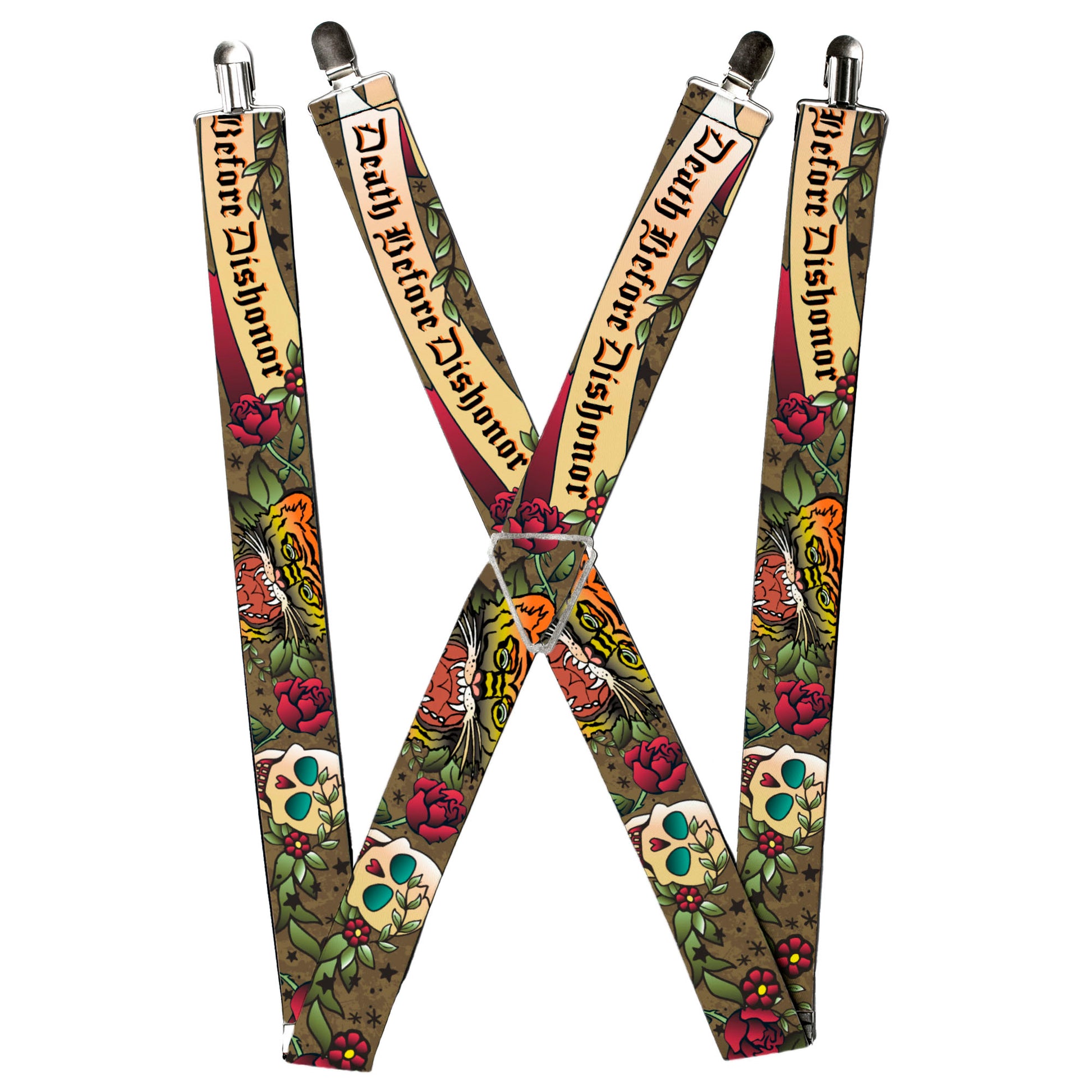 Suspenders - Death Before Dishonor Olive Suspenders Buckle-Down
