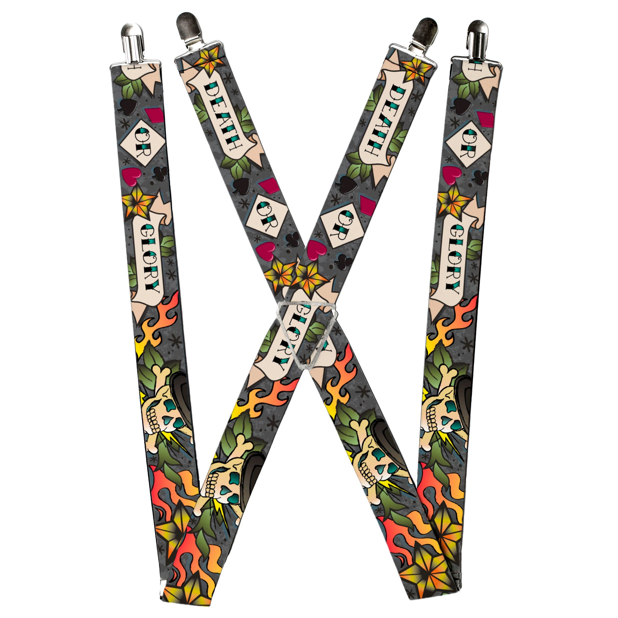 Suspenders - Death or Glory Gray Suspenders Buckle-Down