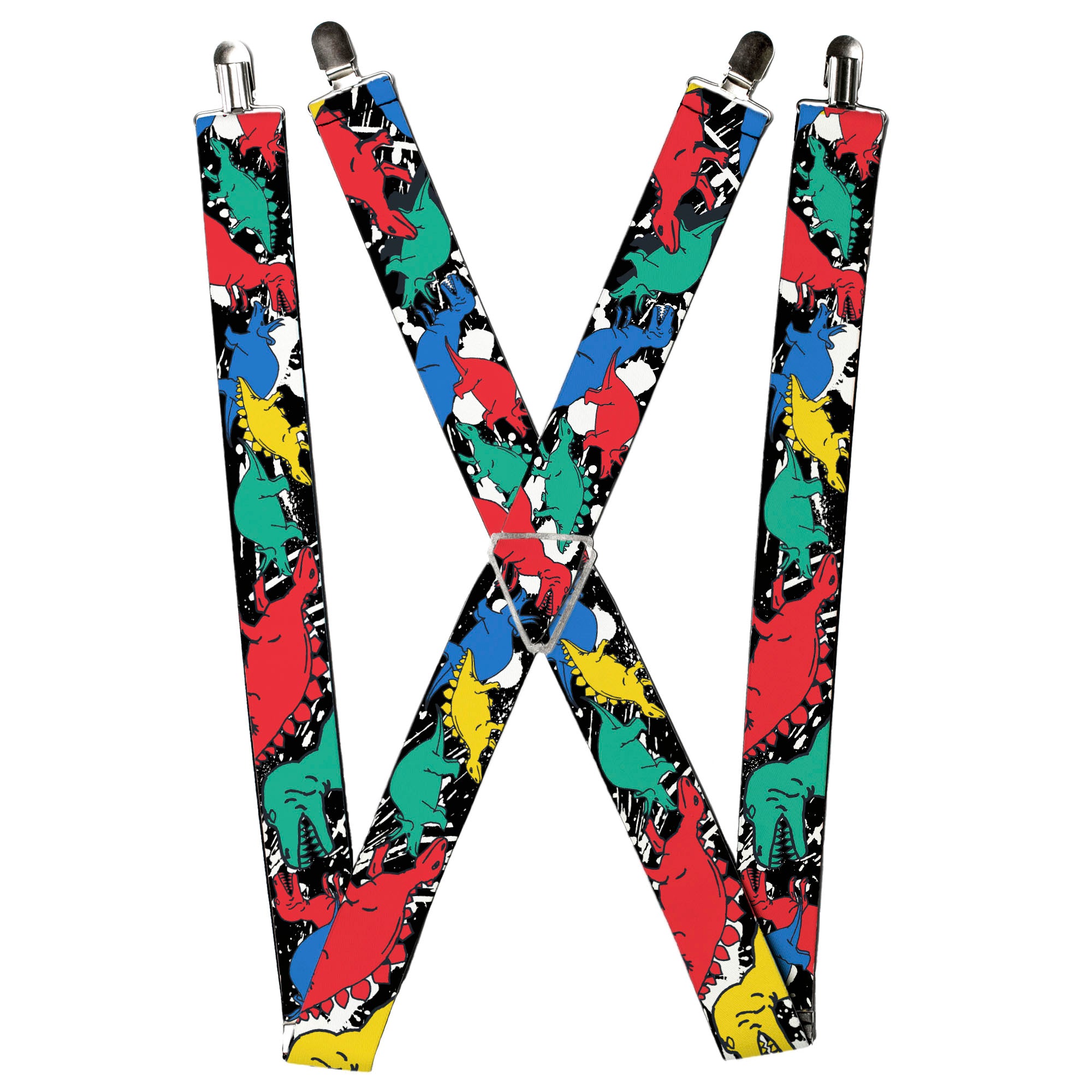 Suspenders - Dinosaurs/Paint Splatter Black/White/Multi Color Suspenders Buckle-Down