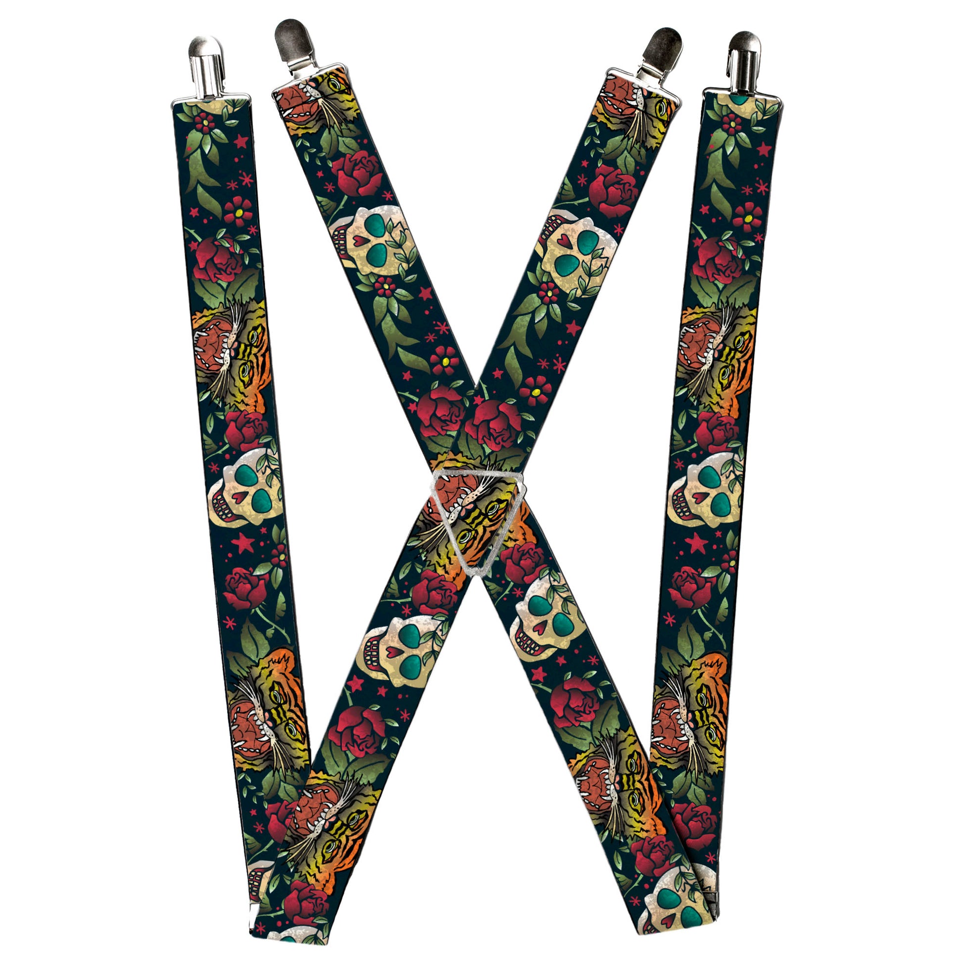 Suspenders - Death Before Dishonor CLOSE-UP Black Suspenders Buckle-Down