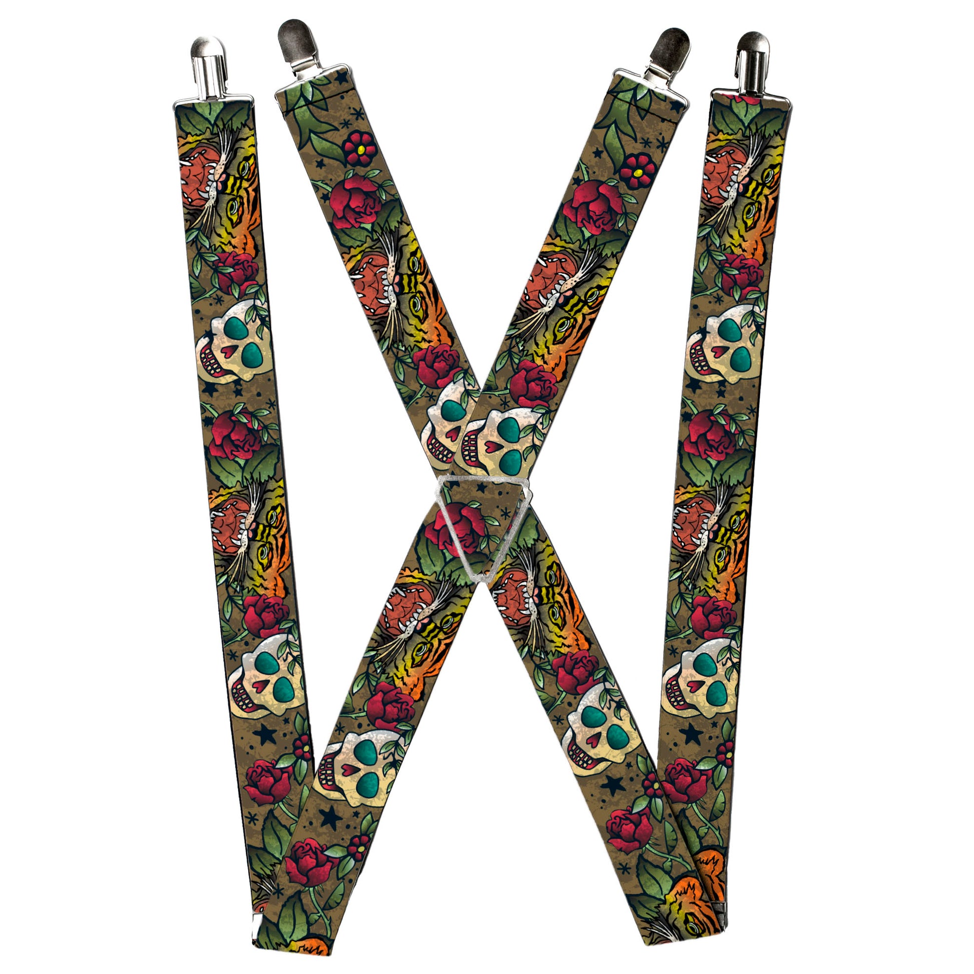 Suspenders - Death Before Dishonor CLOSE-UP Olive Suspenders Buckle-Down