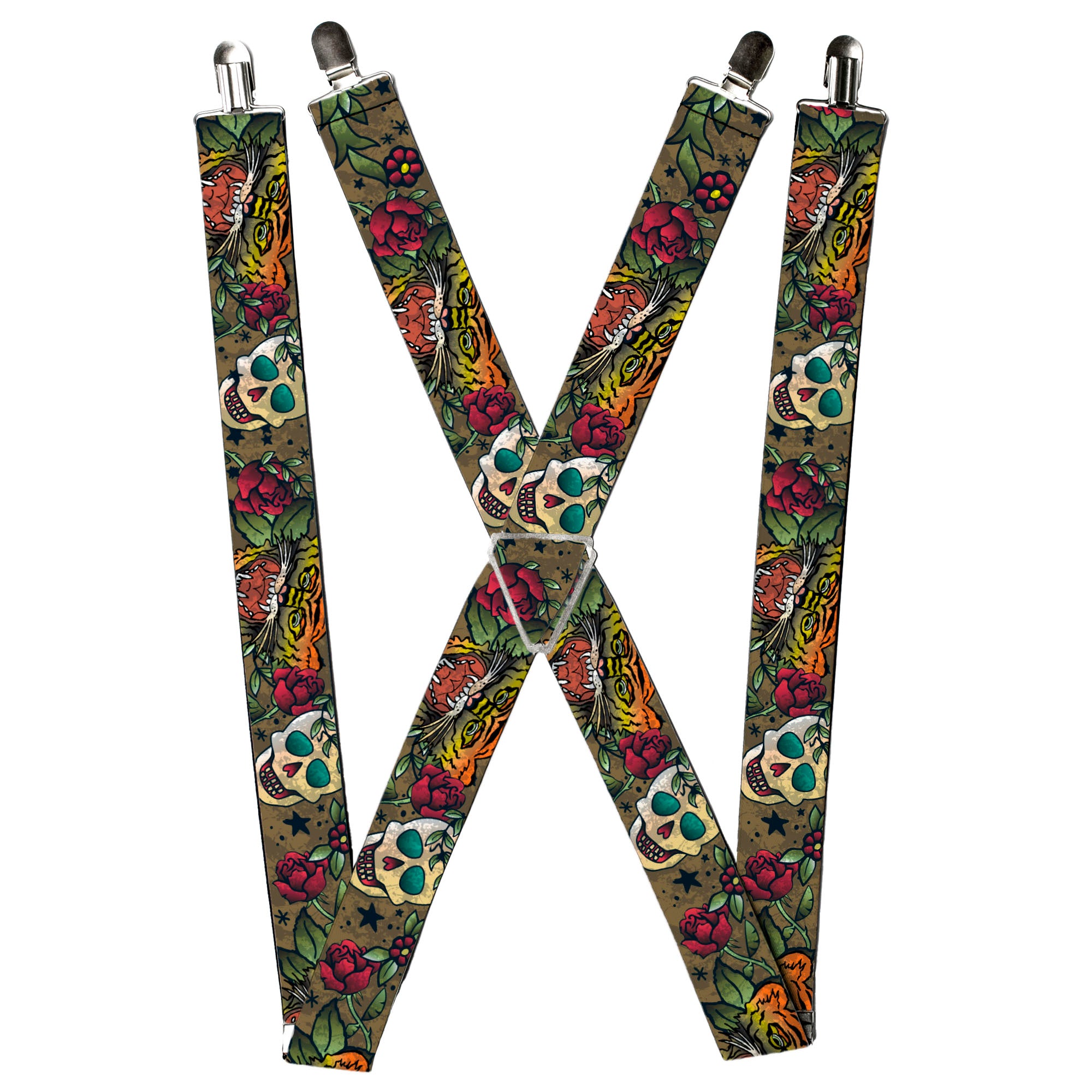 Suspenders - Death Before Dishonor CLOSE-UP Olive Suspenders Buckle-Down