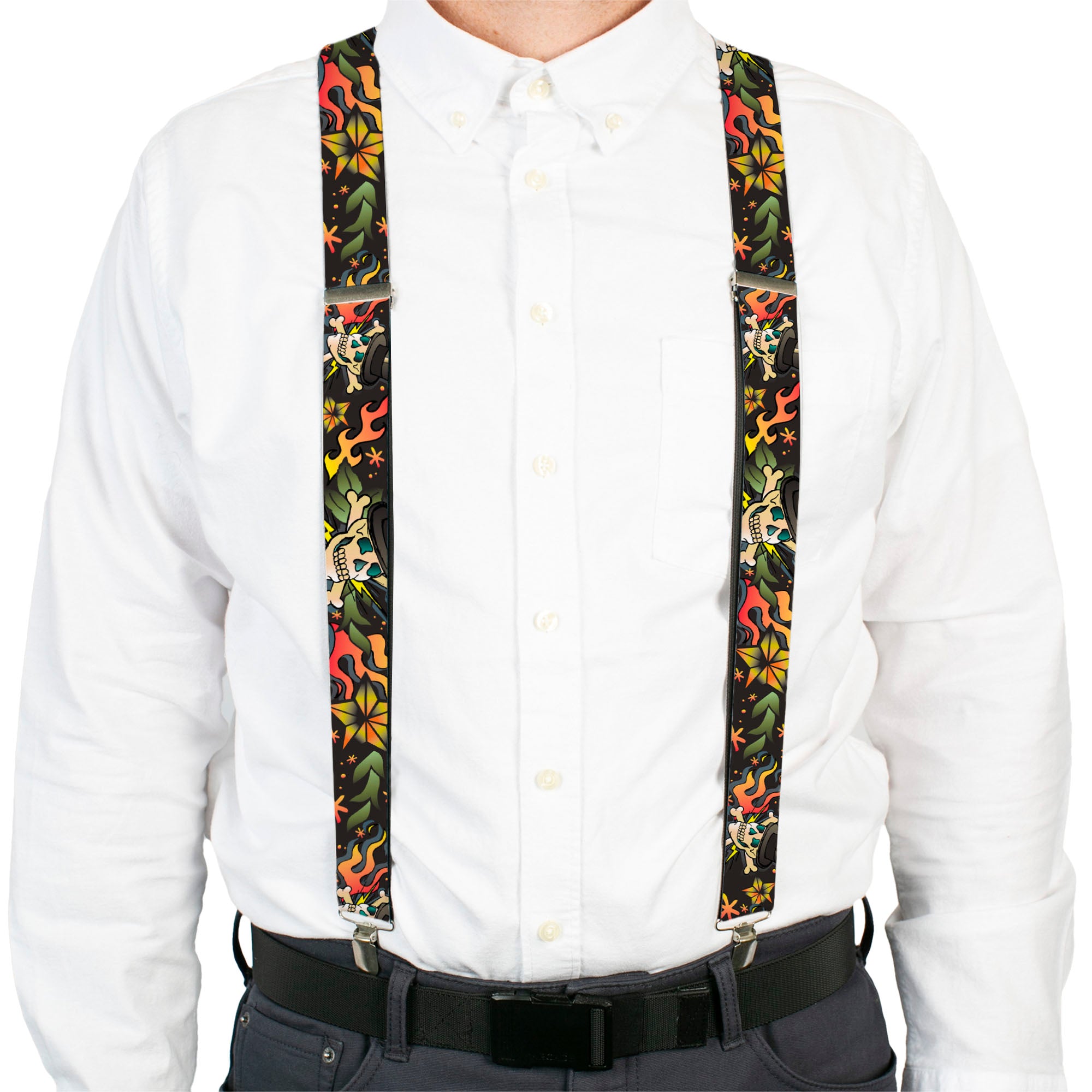 Suspenders - Death or Glory CLOSE-UP Black Suspenders Buckle-Down