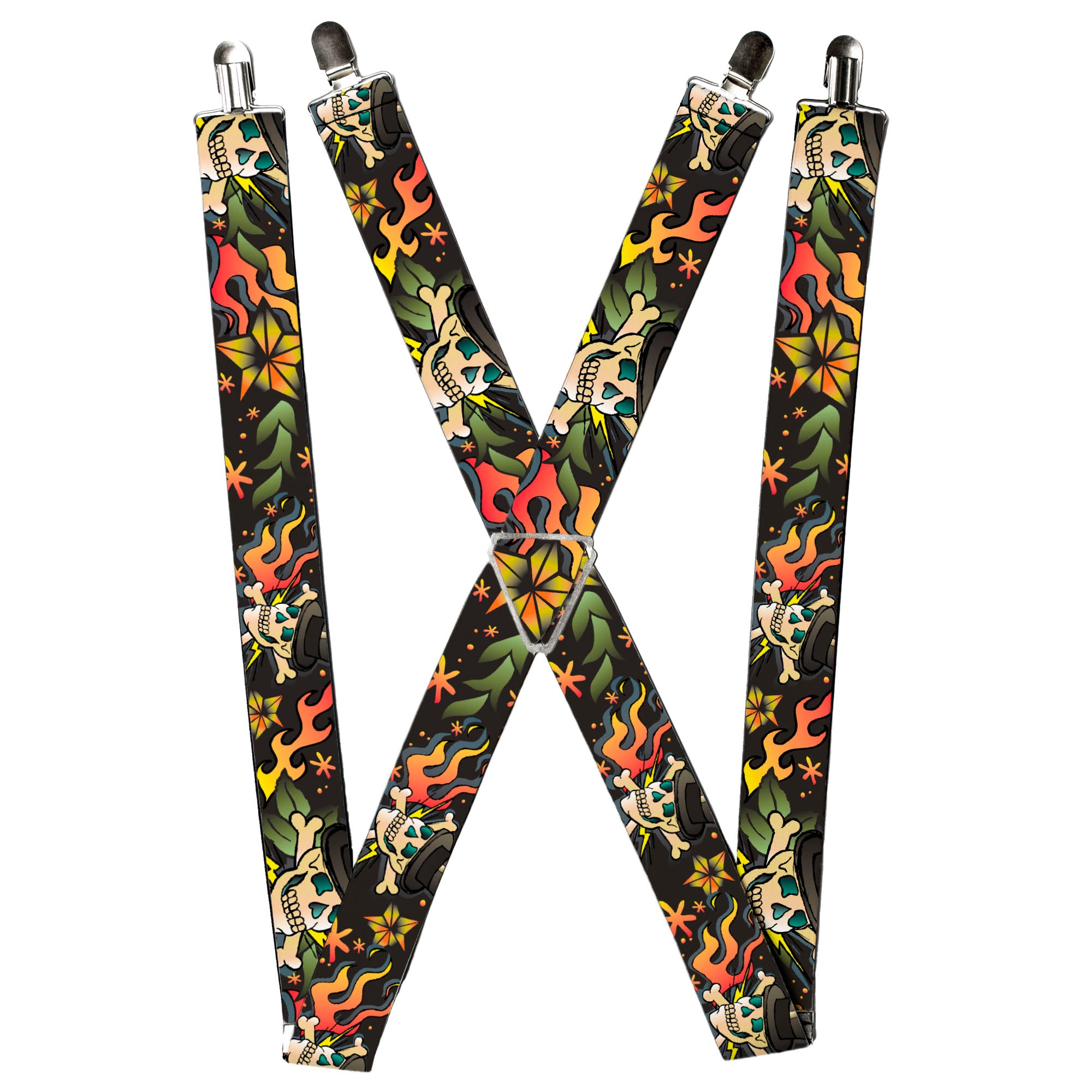 Suspenders - Death or Glory CLOSE-UP Black Suspenders Buckle-Down