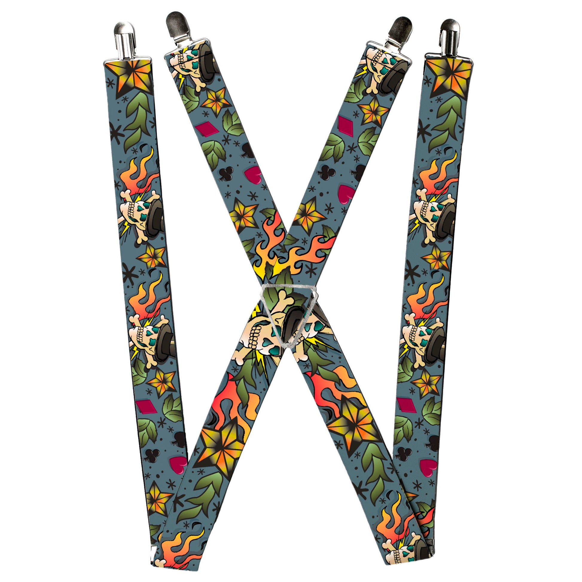 Suspenders - Death or Glory CLOSE-UP Gray Suspenders Buckle-Down