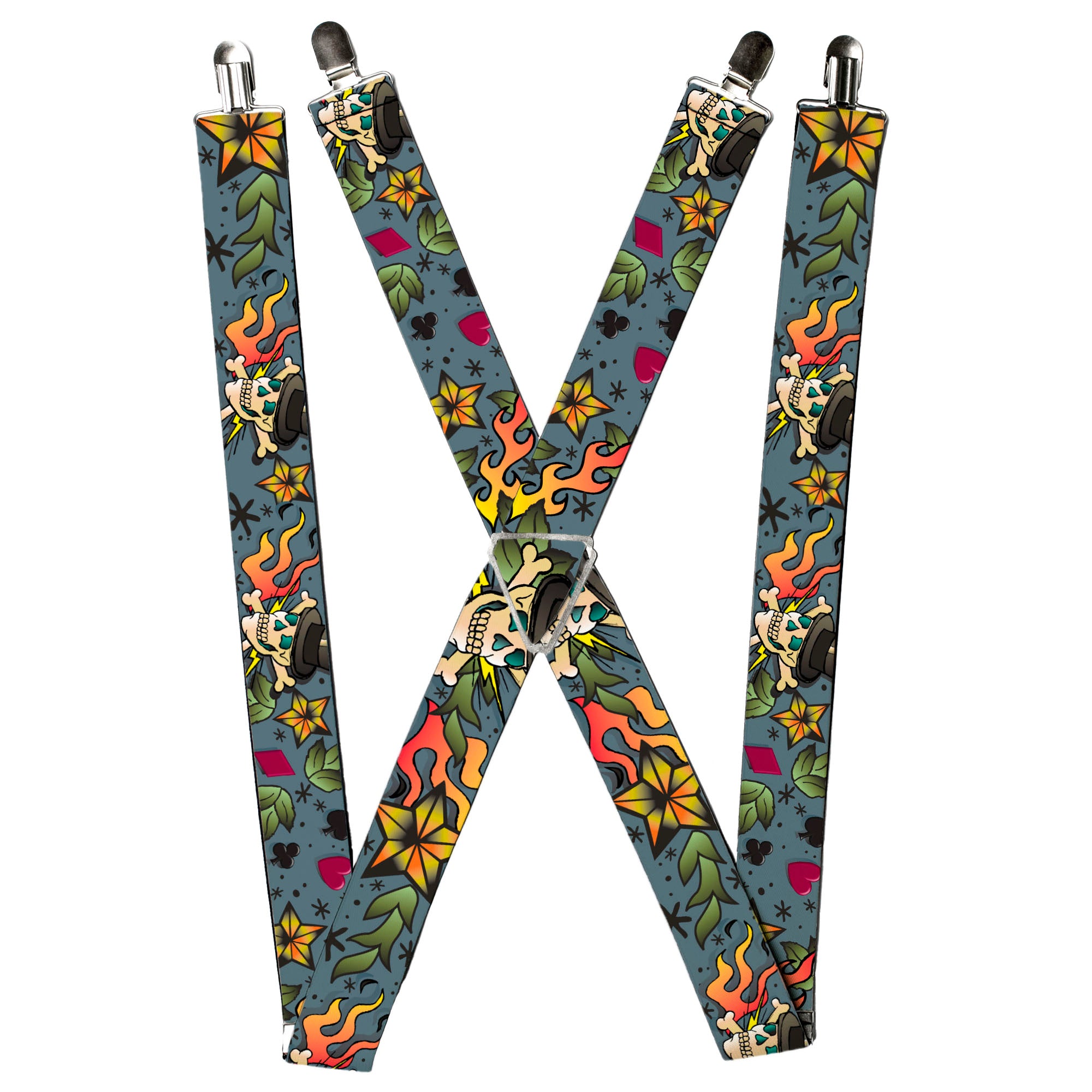Suspenders - Death or Glory CLOSE-UP Gray Suspenders Buckle-Down
