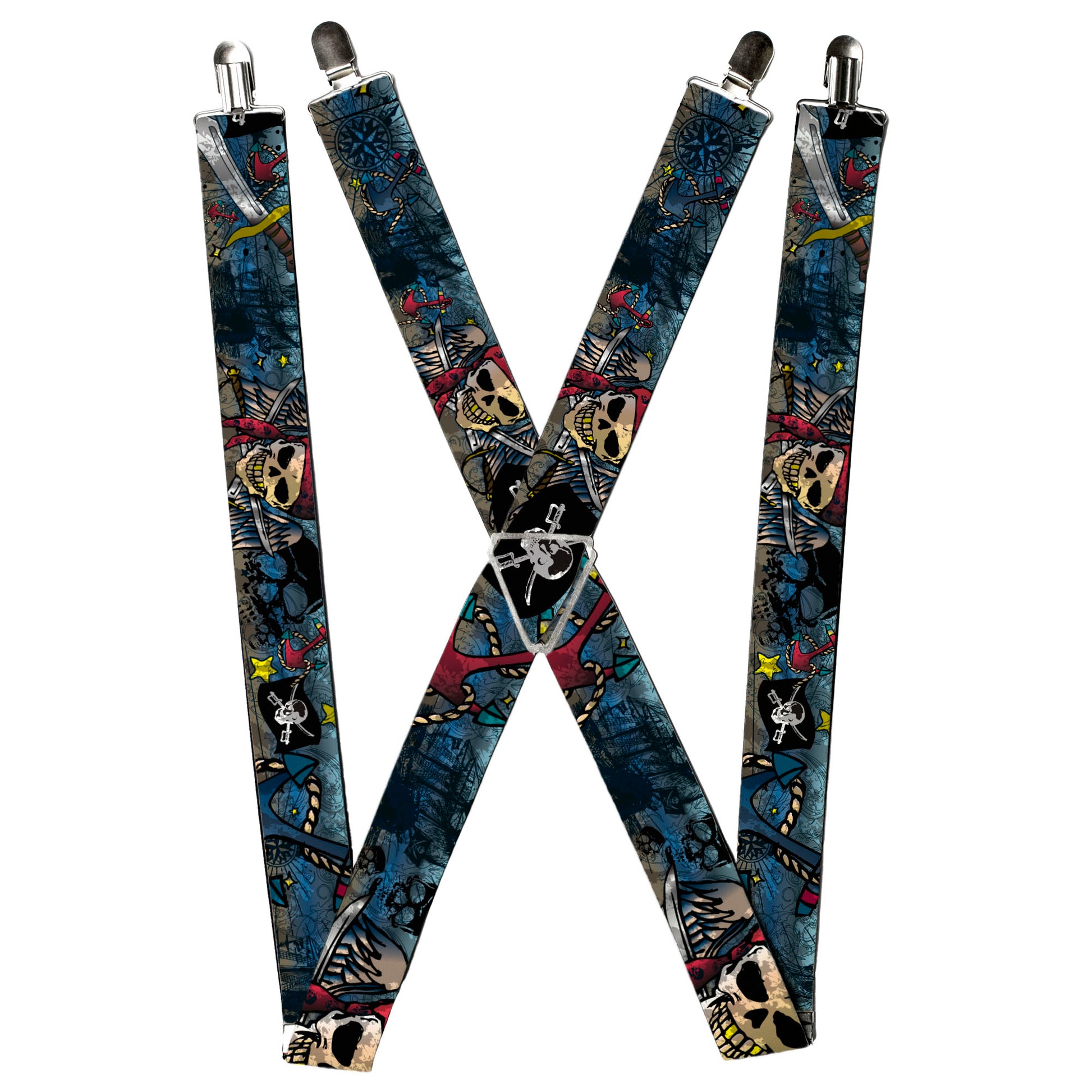 Suspenders - Dead Men Tell No Tales CLOSE-UP Turquoise Suspenders Buckle-Down