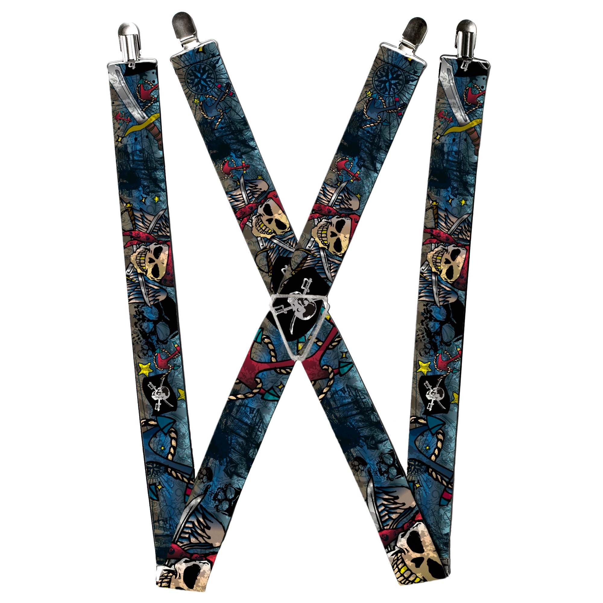 Suspenders - Dead Men Tell No Tales CLOSE-UP Turquoise Suspenders Buckle-Down