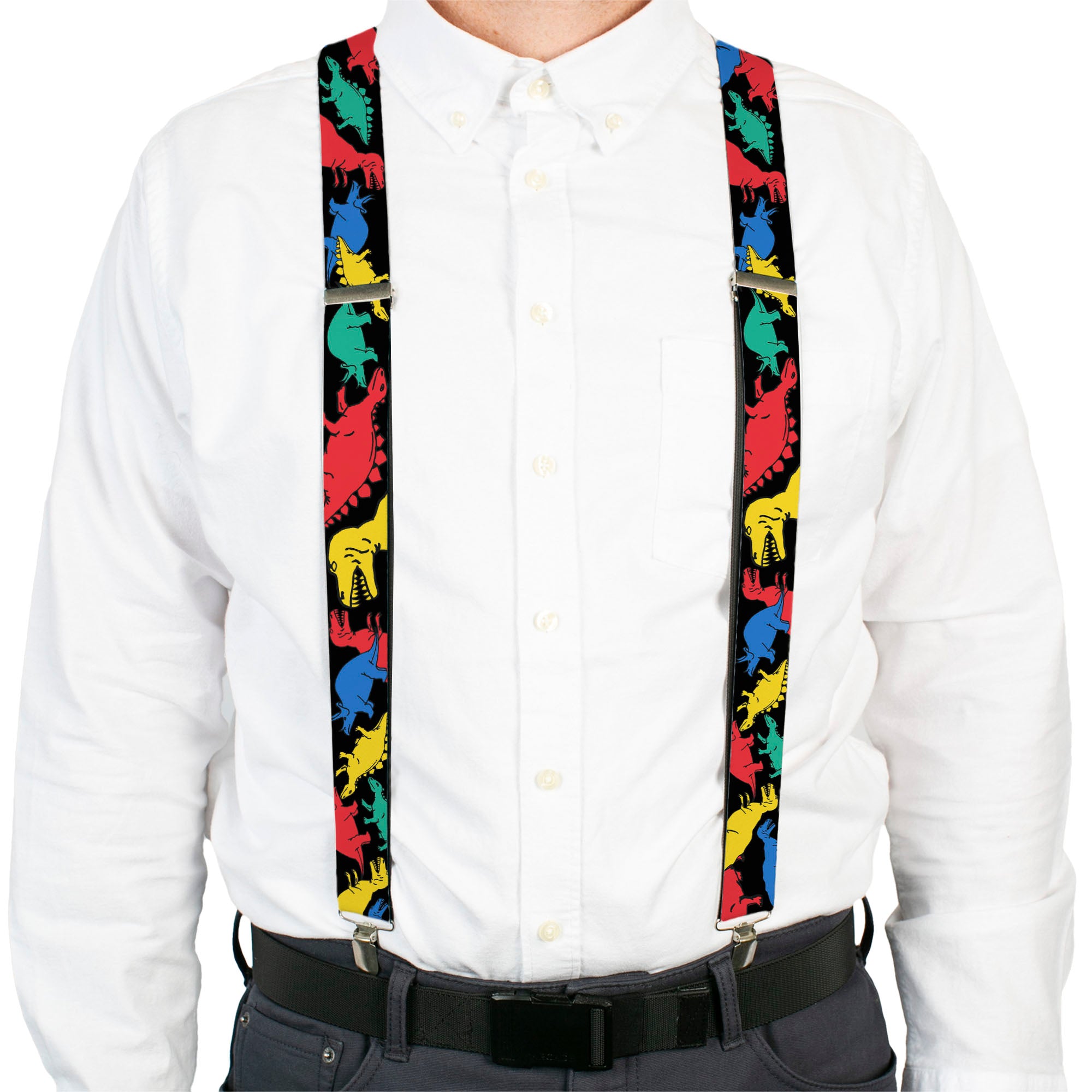 Suspenders - Dinosaurs Black/Multi Color Suspenders Buckle-Down
