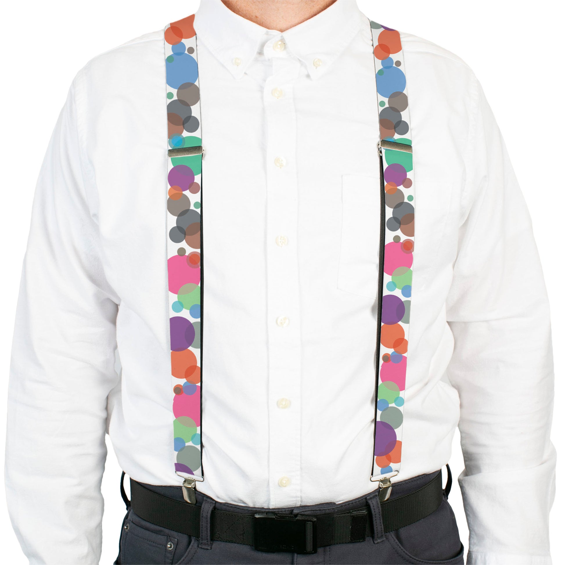 Suspenders - Dots White/Transparent Multi Color Suspenders Buckle-Down