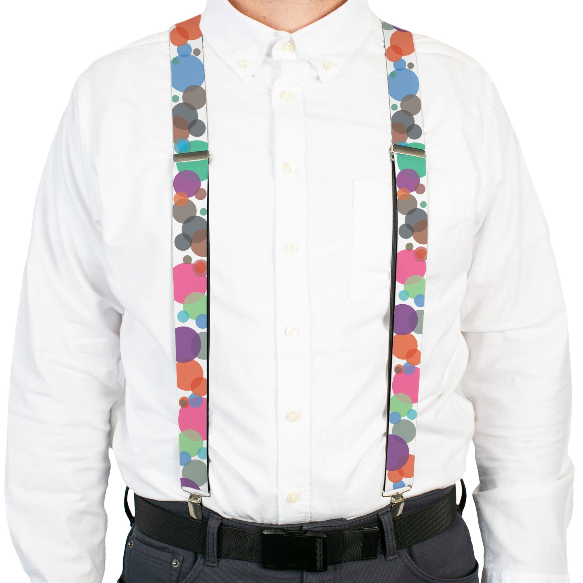 Suspenders - Dots White/Transparent Multi Color Suspenders Buckle-Down