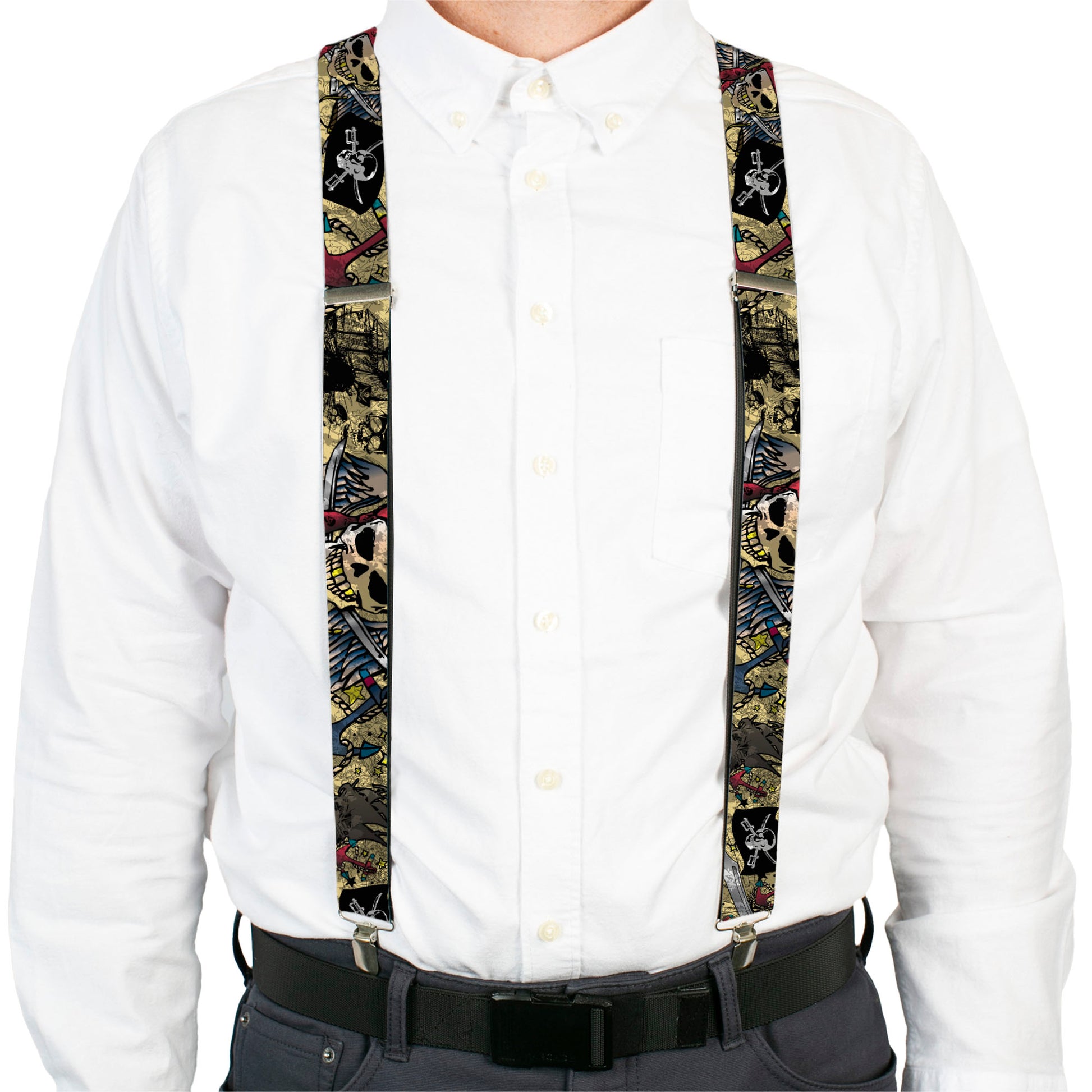 Suspenders - Dead Men Tell No Tales CLOSE-UP Tan Suspenders Buckle-Down