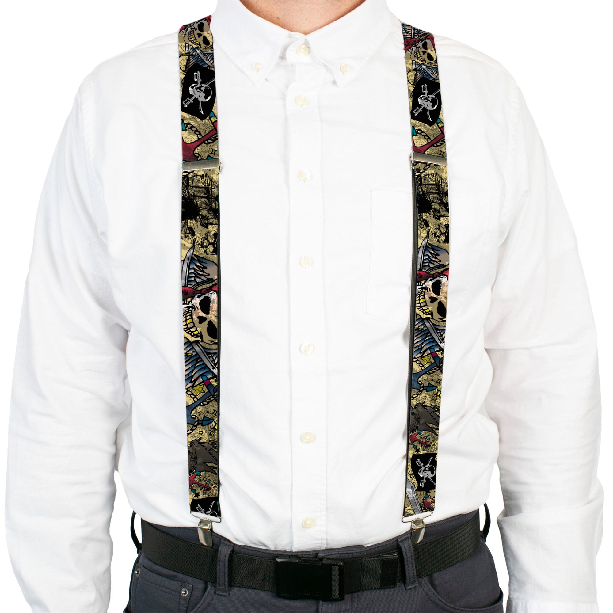 Suspenders - Dead Men Tell No Tales CLOSE-UP Tan Suspenders Buckle-Down
