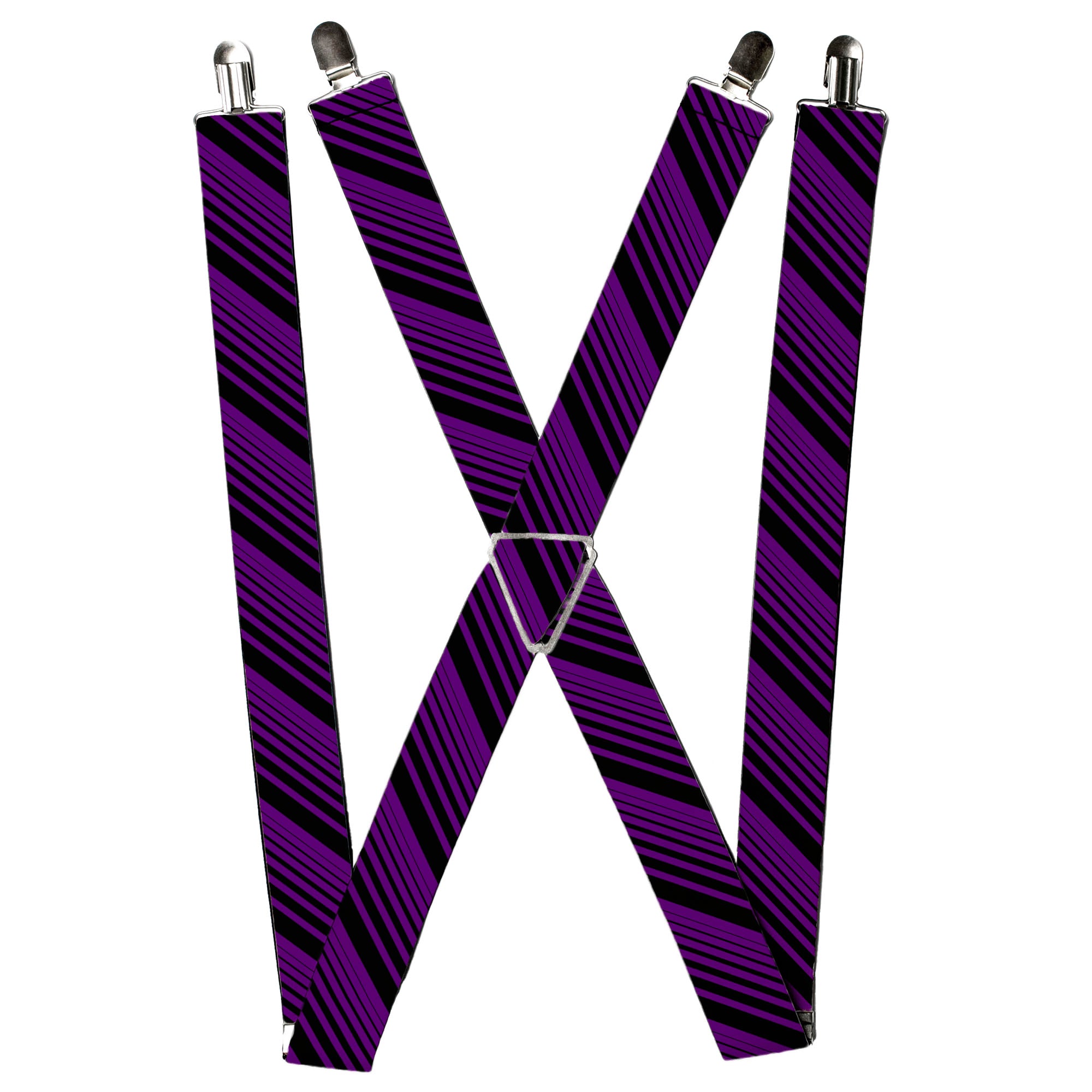 Suspenders - Diagonal Stripes Black/Purple Suspenders Buckle-Down