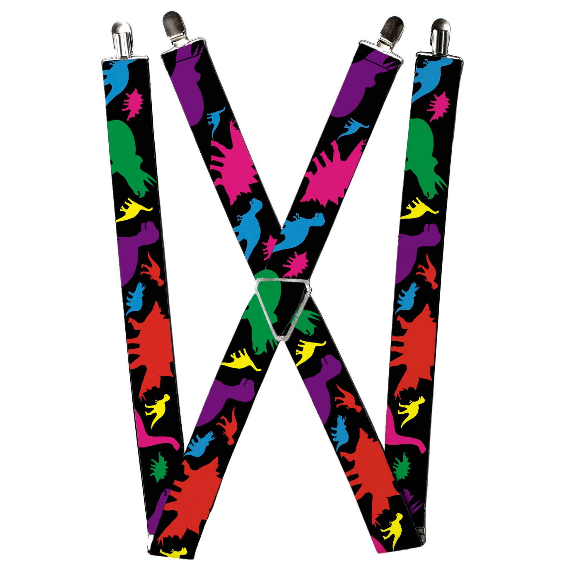 Suspenders - Dinosaur Silhouette Black/Multi Color Suspenders Buckle-Down