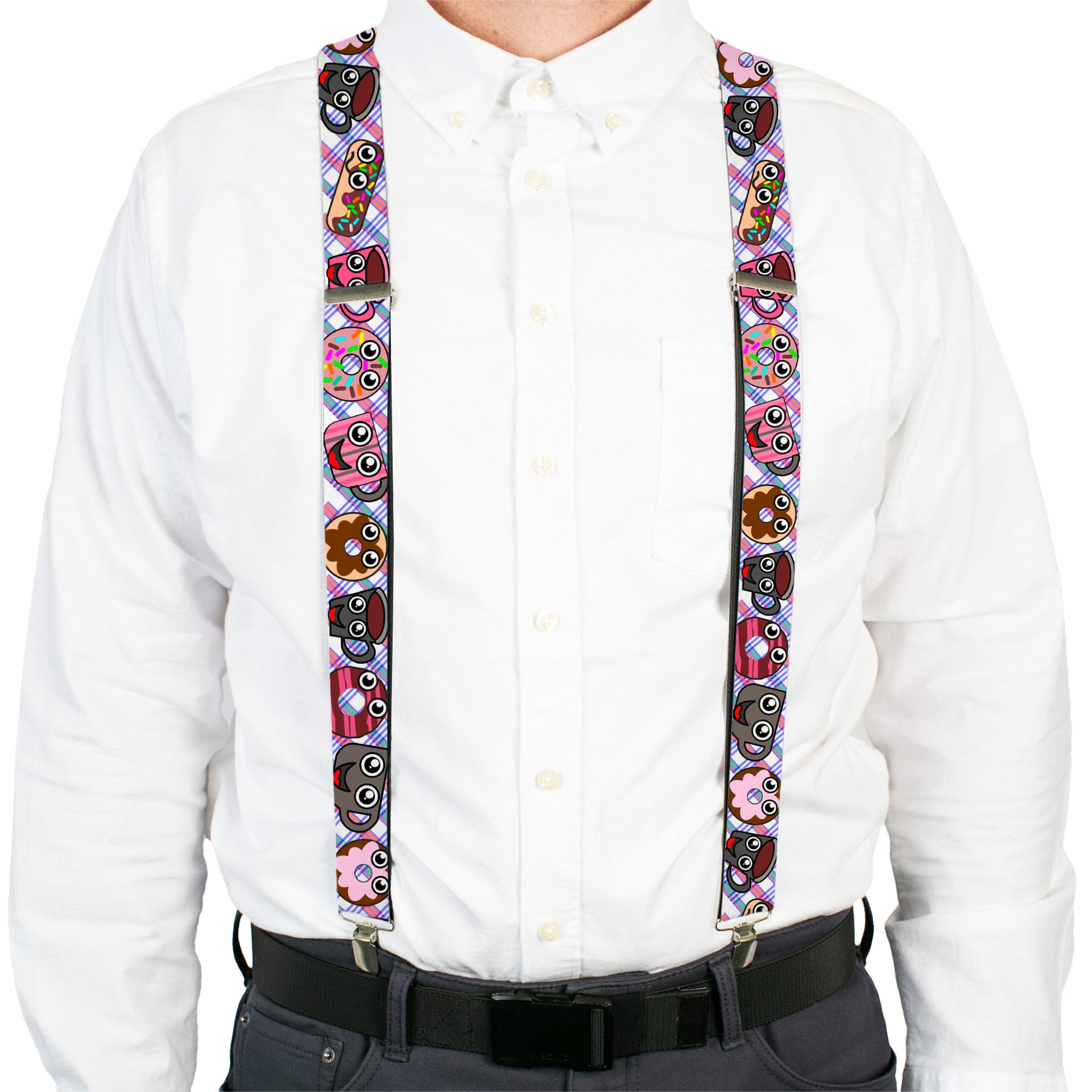Suspenders - Donuts & Coffee Cartoon Suspenders Buckle-Down