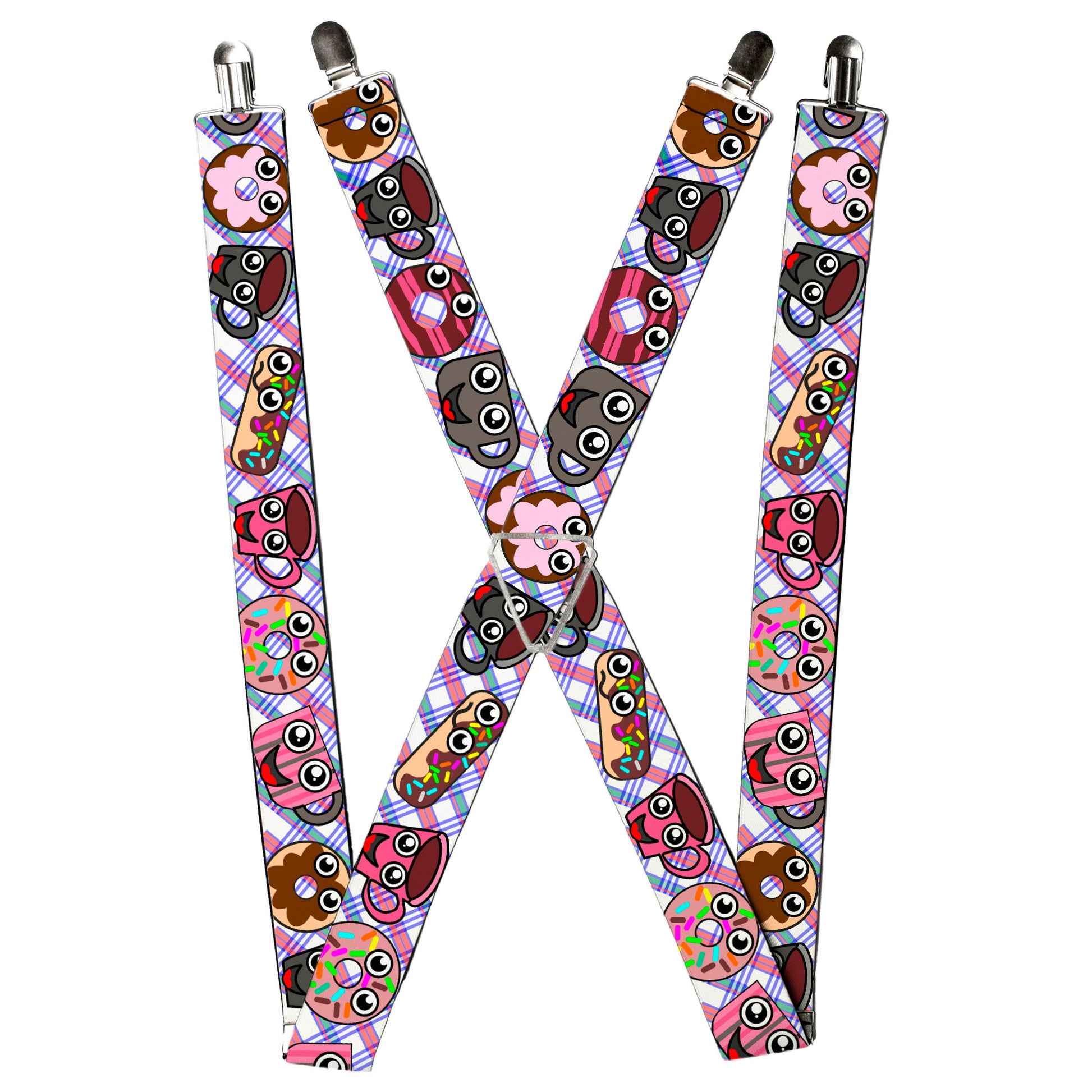 Suspenders - Donuts & Coffee Cartoon Suspenders Buckle-Down