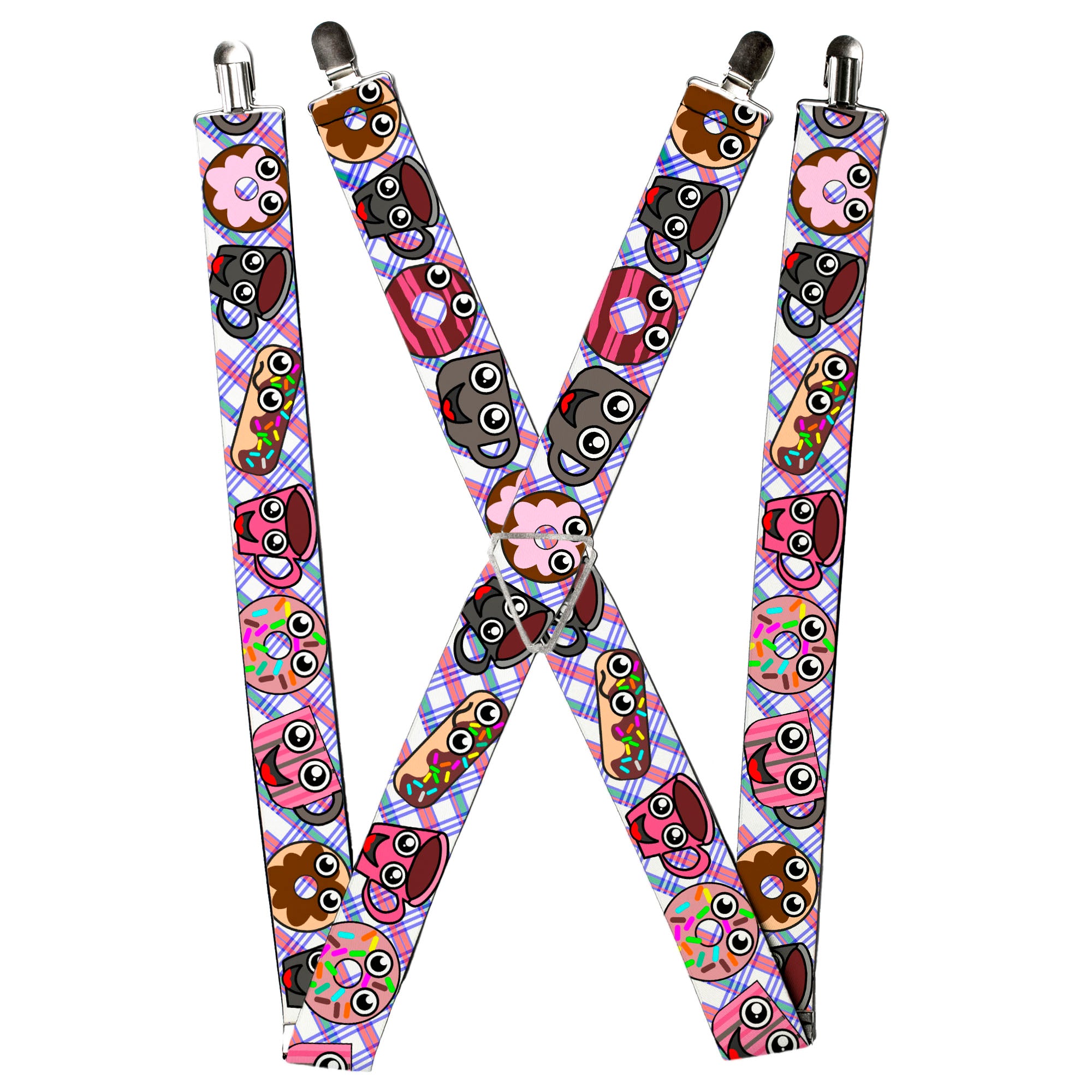 Suspenders - Donuts & Coffee Cartoon Suspenders Buckle-Down