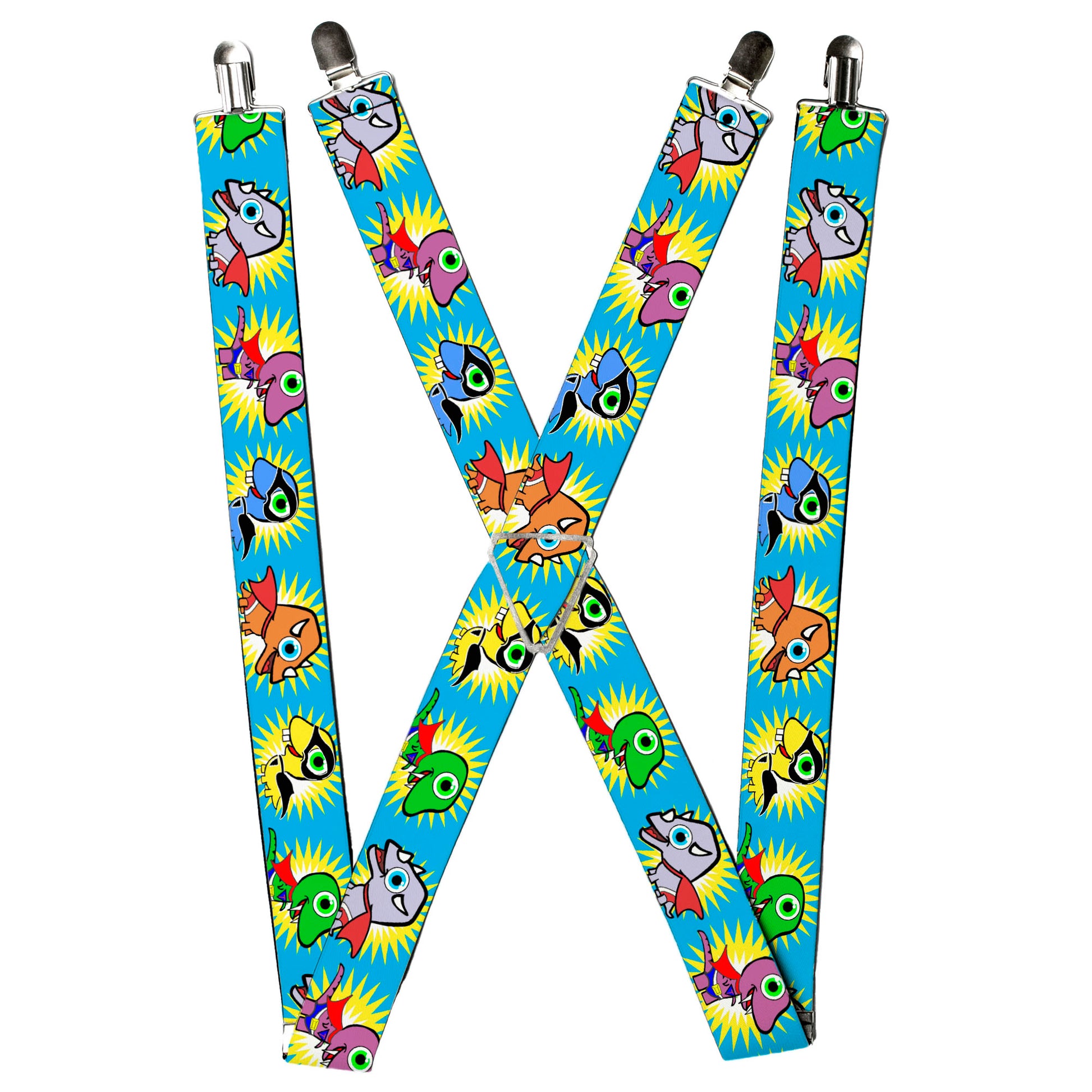 Suspenders - Dinosaur Superhero Baby Blue Suspenders Buckle-Down