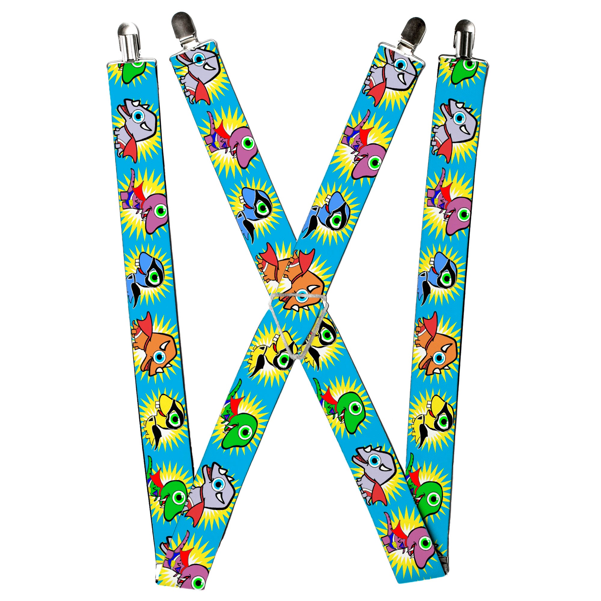 Suspenders - Dinosaur Superhero Baby Blue Suspenders Buckle-Down