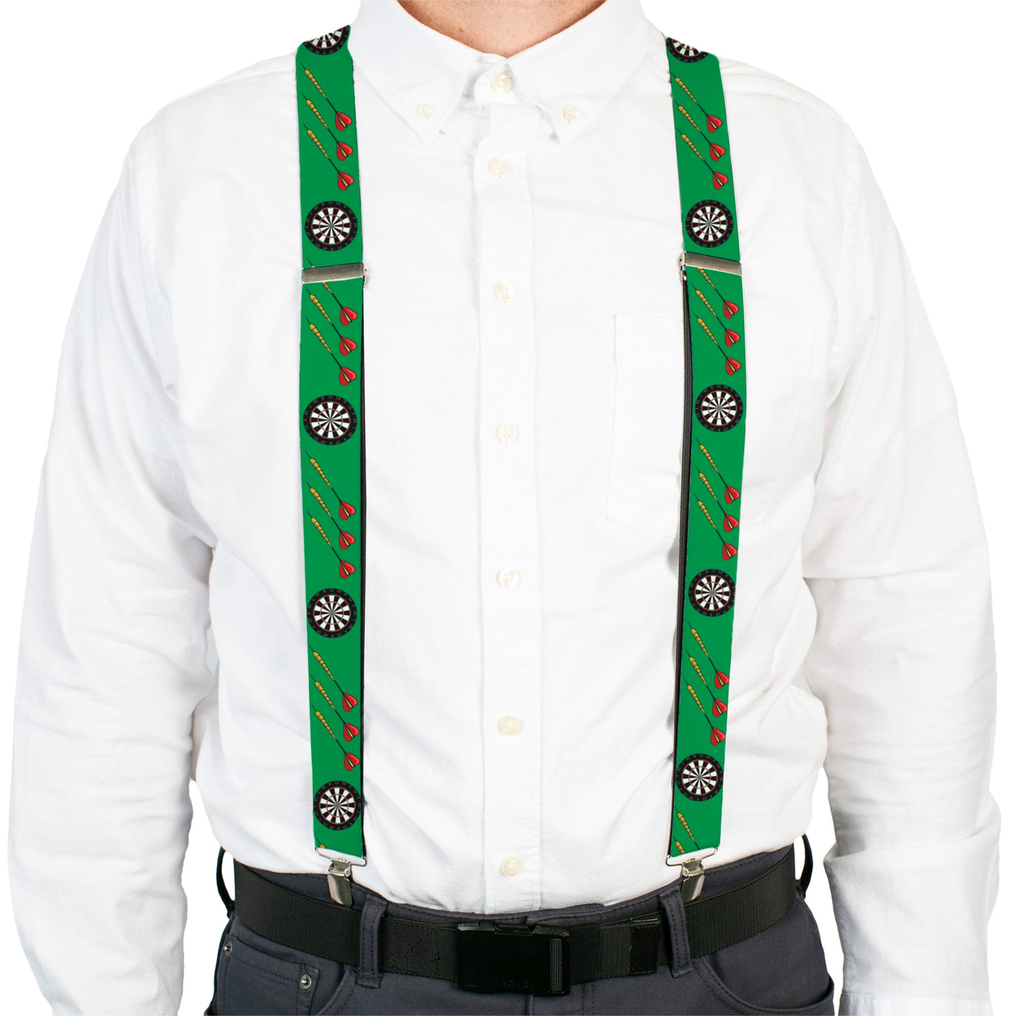 Suspenders - 1.5" - Darts Green/Multi Color Suspenders Buckle-Down