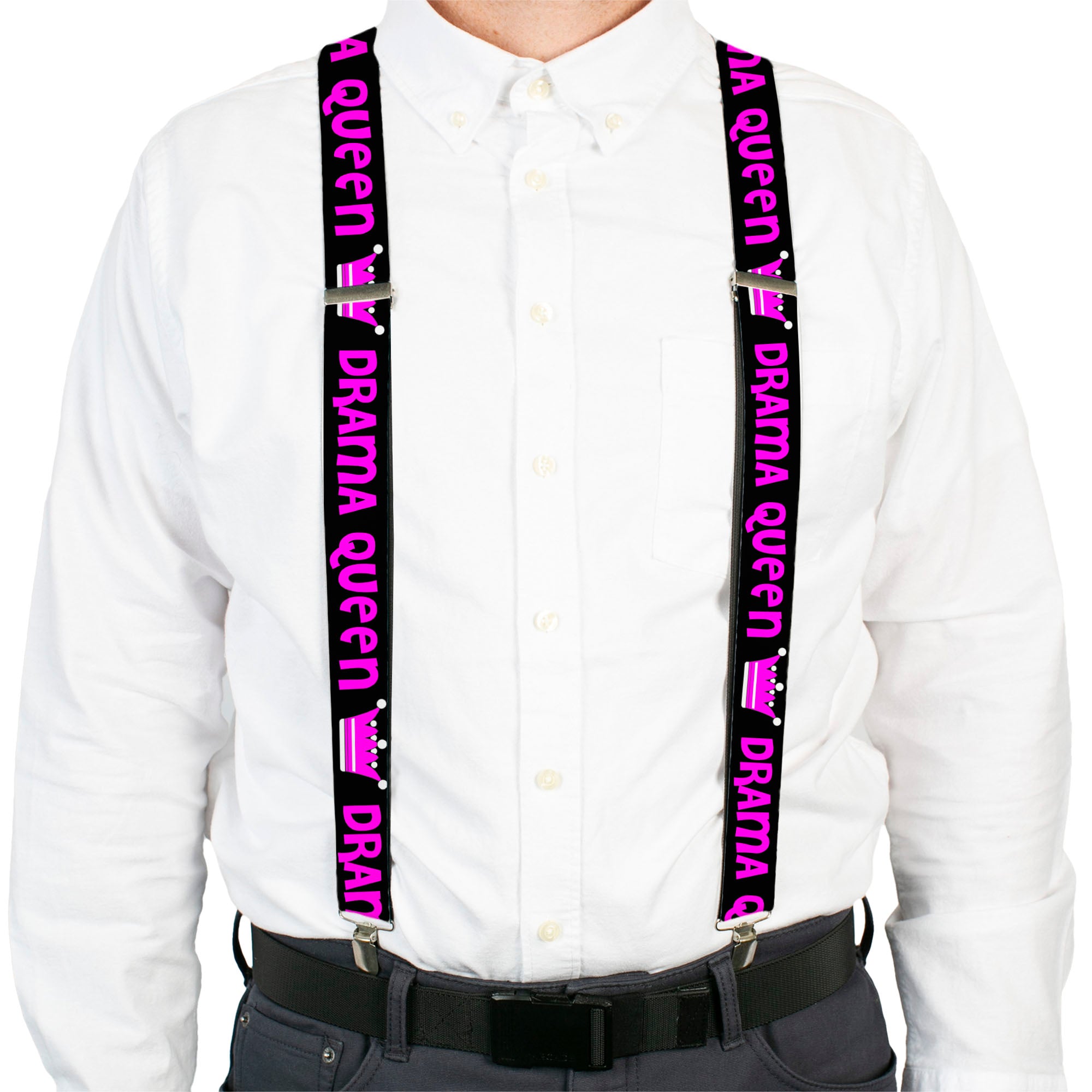 Suspenders - DRAMA QUEEN Black/Fuchsia Suspenders Buckle-Down