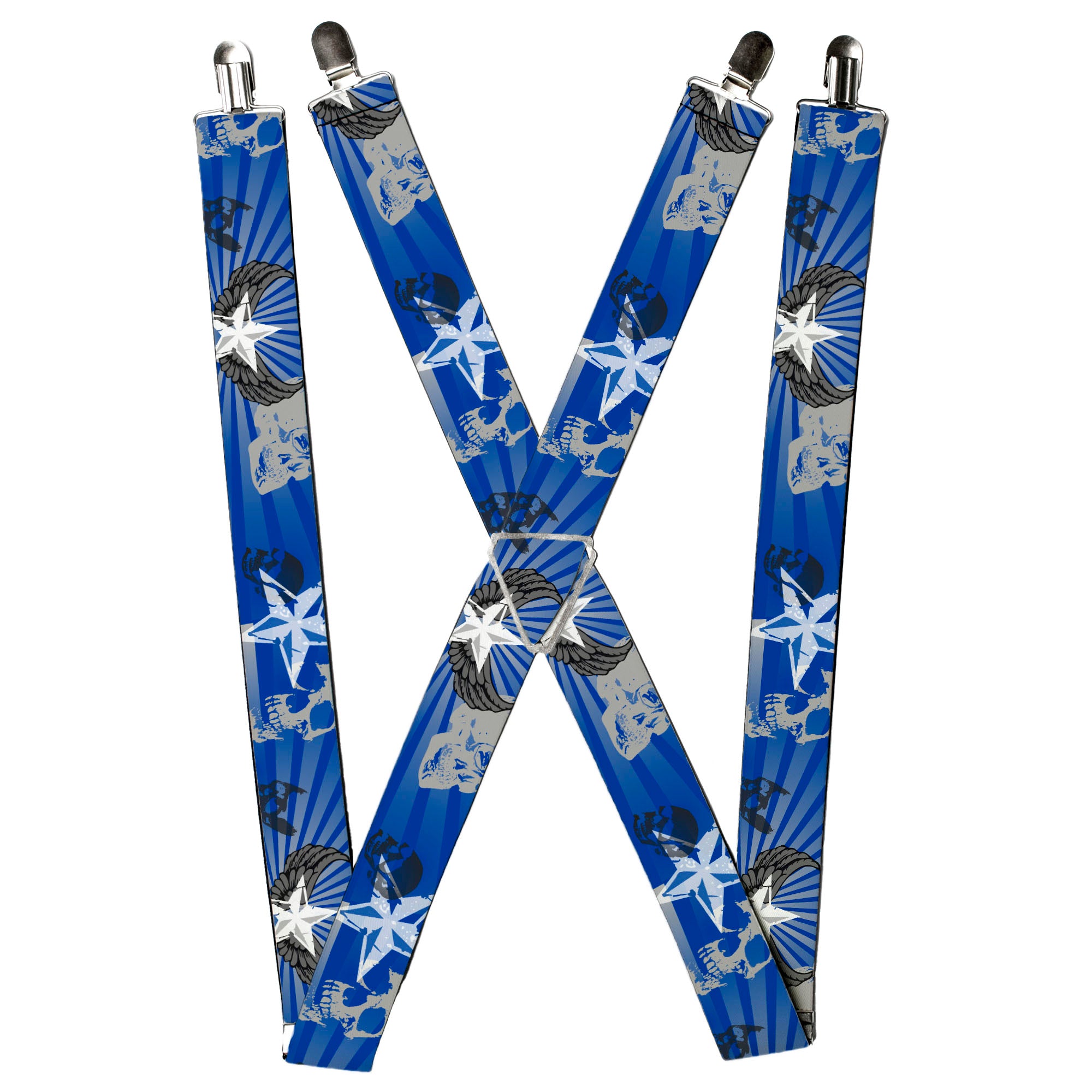 Suspenders - Die Hard Skulls & Stars1 Blue/Grays Suspenders Buckle-Down