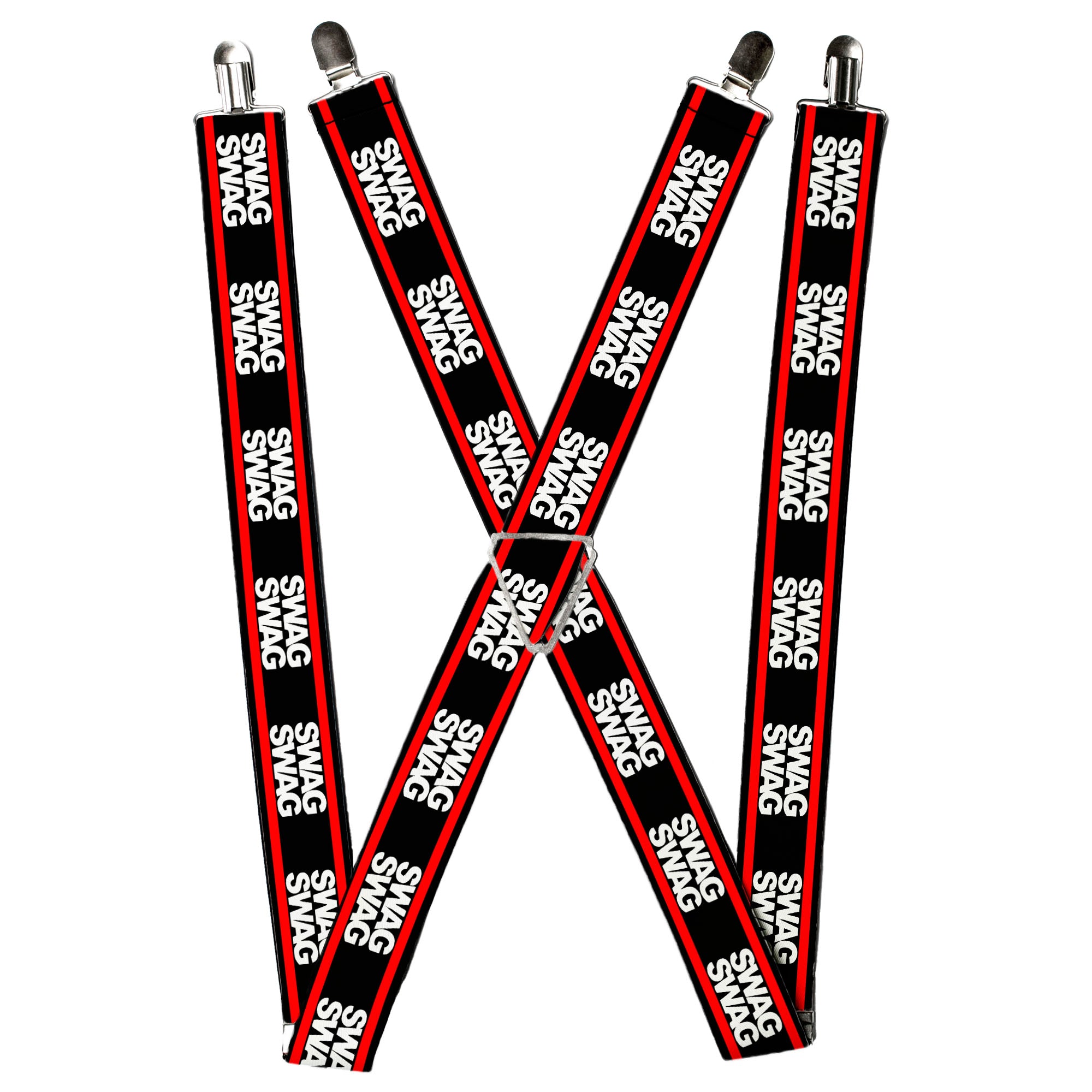 Suspenders - Double SWAG Black/White/Red Stripe Suspenders Buckle-Down
