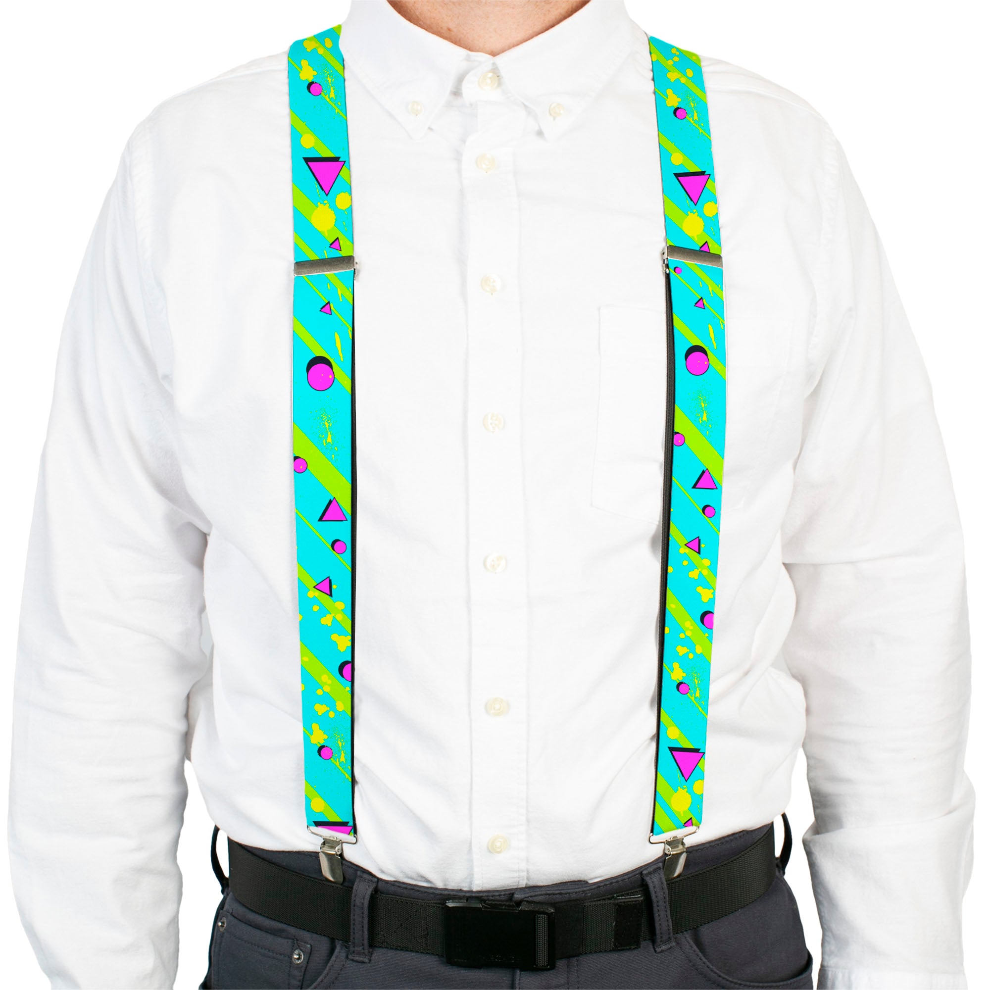 Suspenders - Eighties Party Blue/Yellow/Pink Suspenders Buckle-Down
