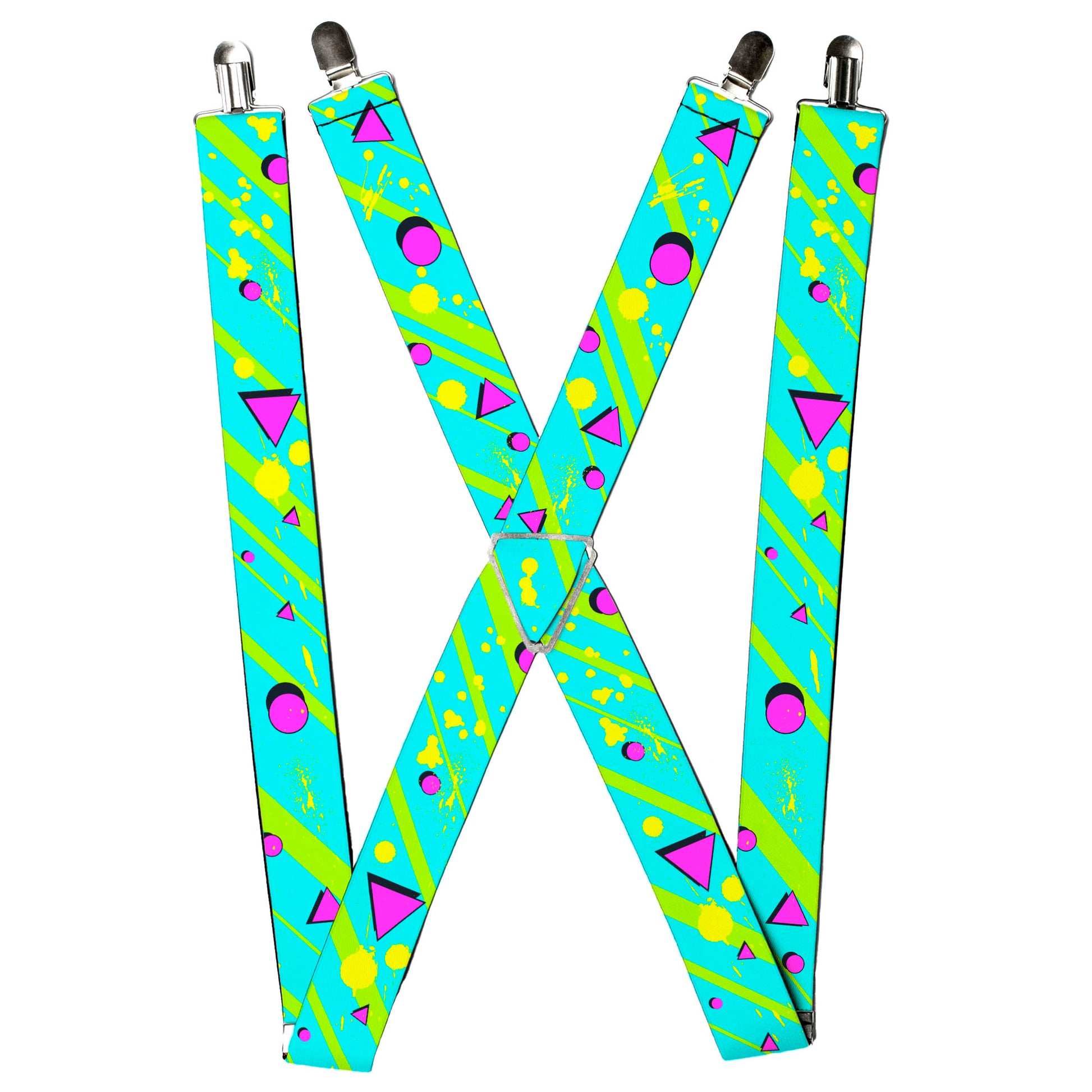 Suspenders - Eighties Party Blue/Yellow/Pink Suspenders Buckle-Down