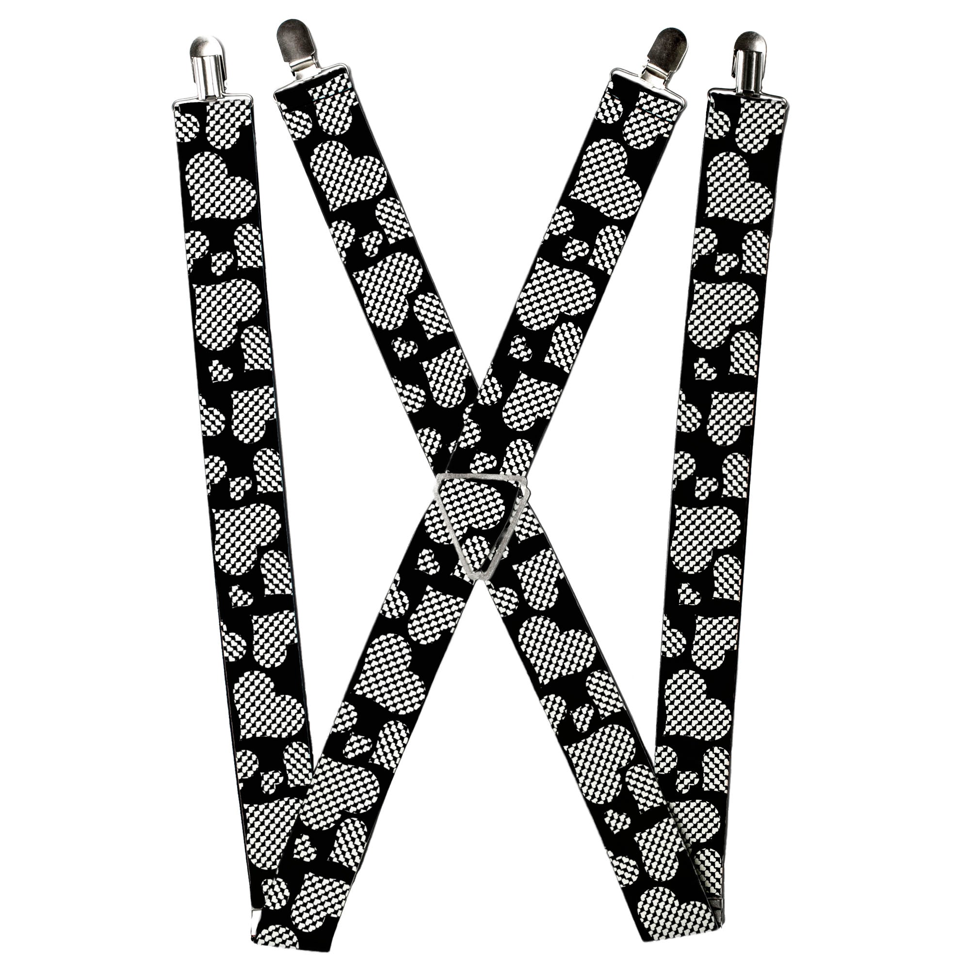 Suspenders - Eighties Hearts Black/White Suspenders Buckle-Down