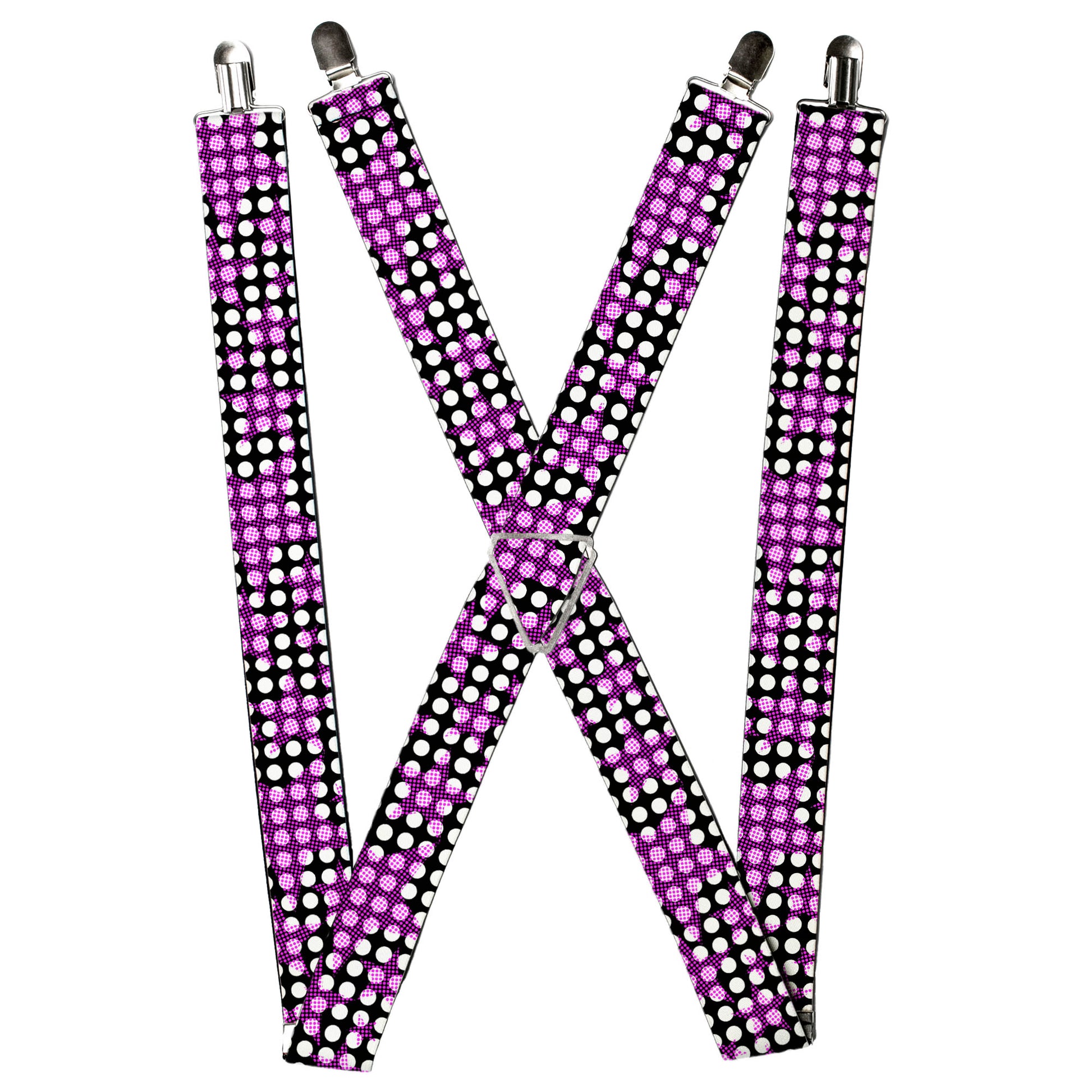 Suspenders - Eighties Stars1 Black/White/Fuchsia Suspenders Buckle-Down