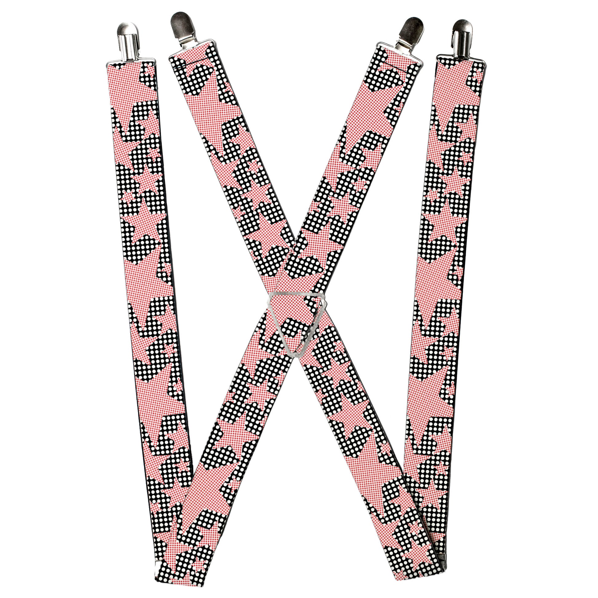 Suspenders - Eighties Stars2 Black/White/Red Suspenders Buckle-Down
