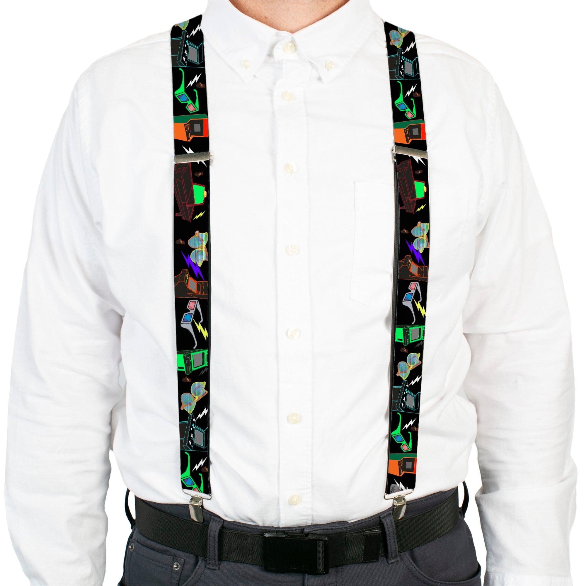Suspenders - Eighties Arcade Black Suspenders Buckle-Down