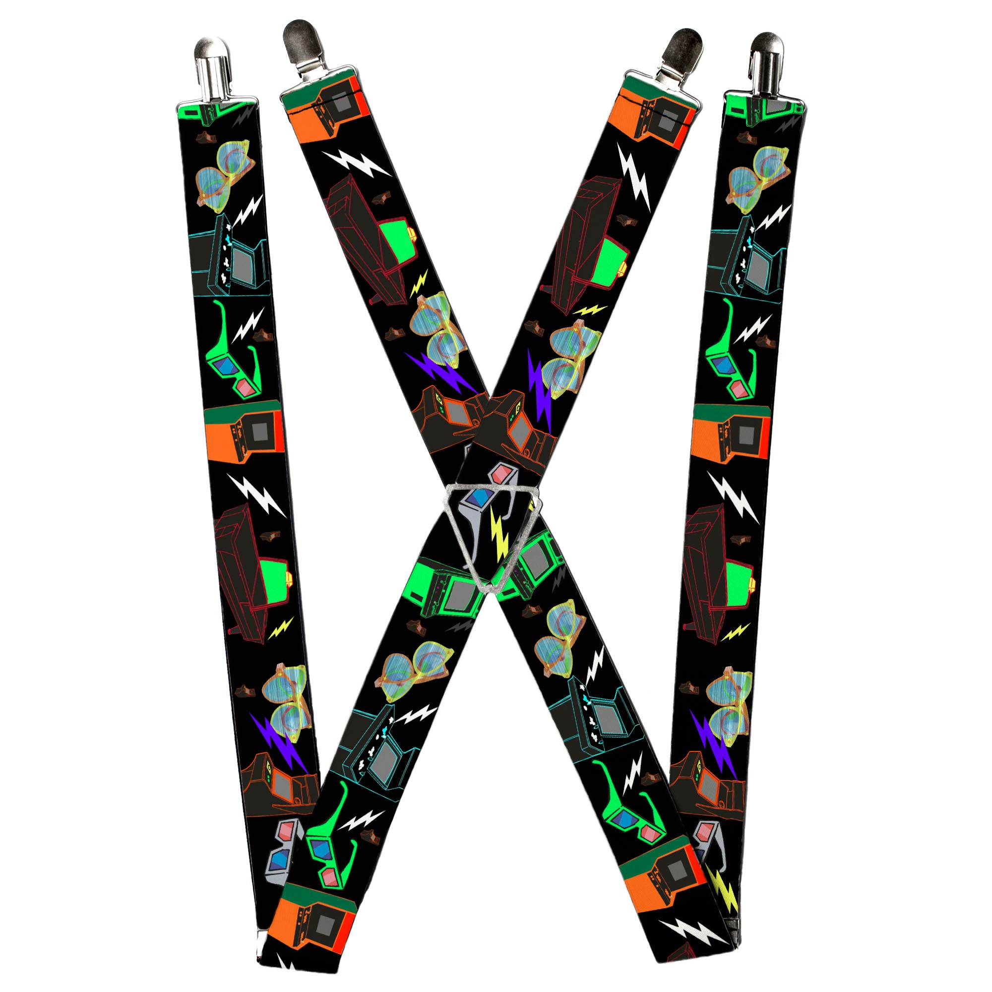 Suspenders - Eighties Arcade Black Suspenders Buckle-Down