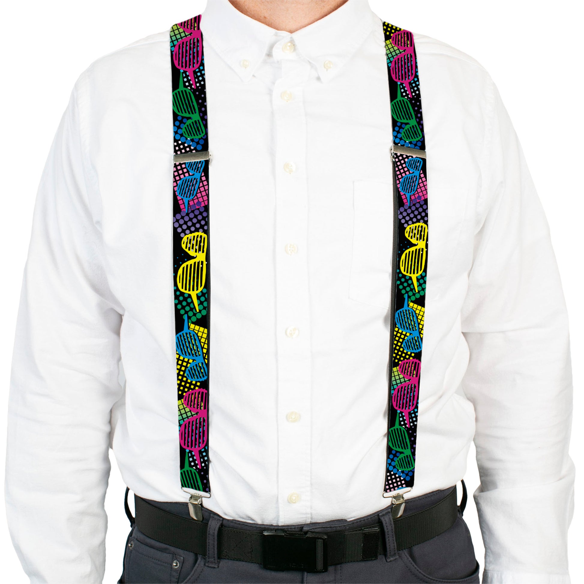 Suspenders - Eighties Shades Black/Neon Suspenders Buckle-Down