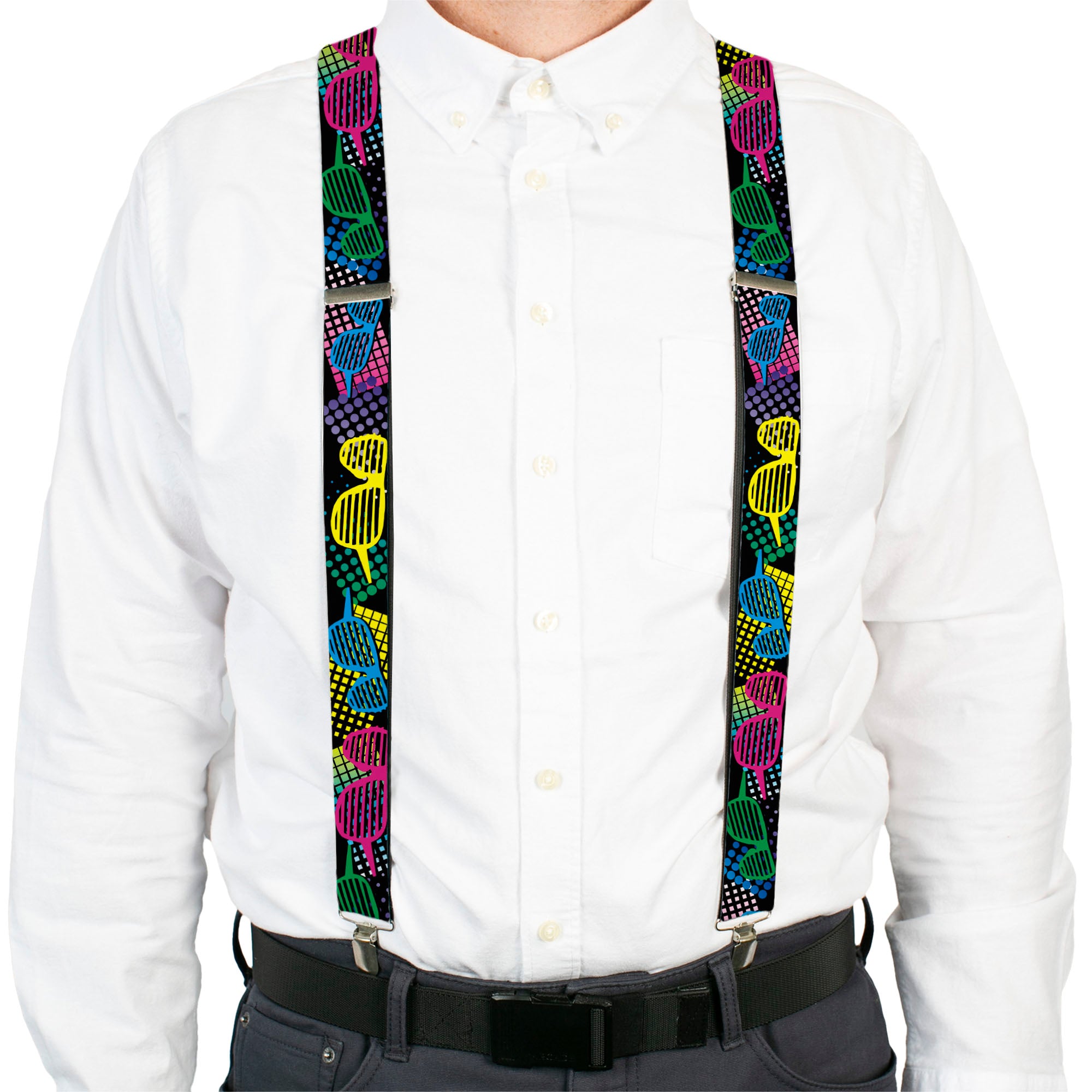 Suspenders - Eighties Shades Black/Neon Suspenders Buckle-Down