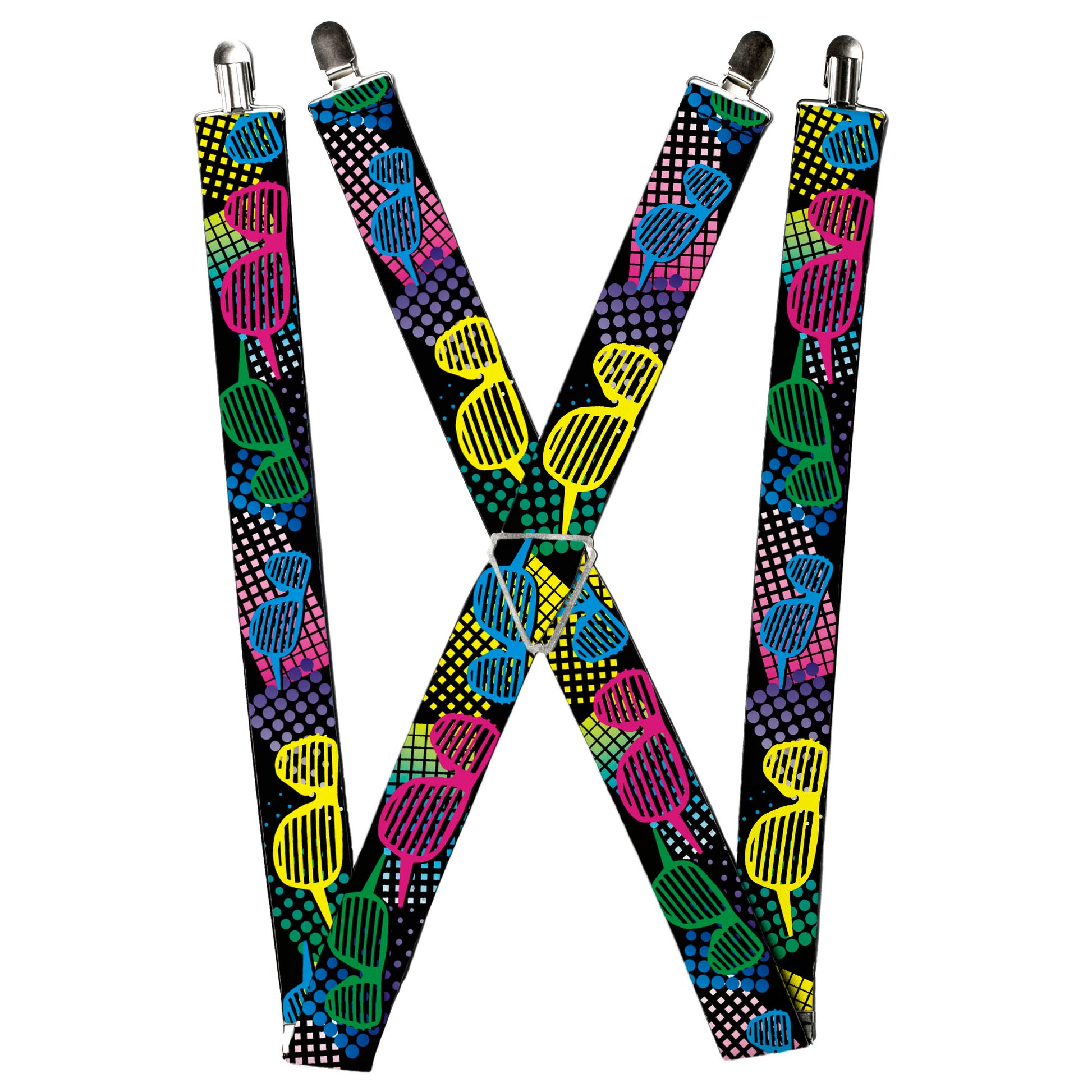 Suspenders - Eighties Shades Black/Neon Suspenders Buckle-Down