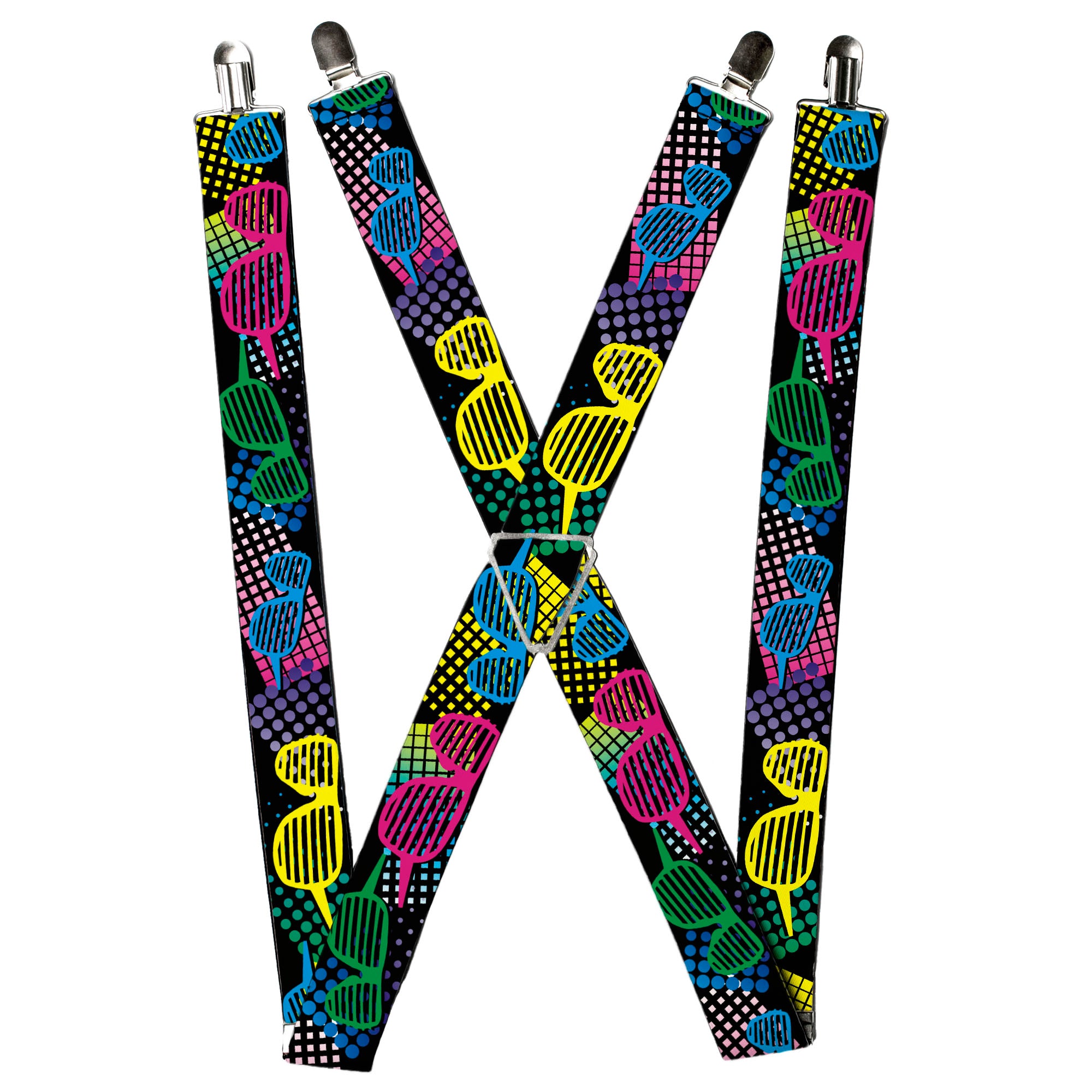 Suspenders - Eighties Shades Black/Neon Suspenders Buckle-Down