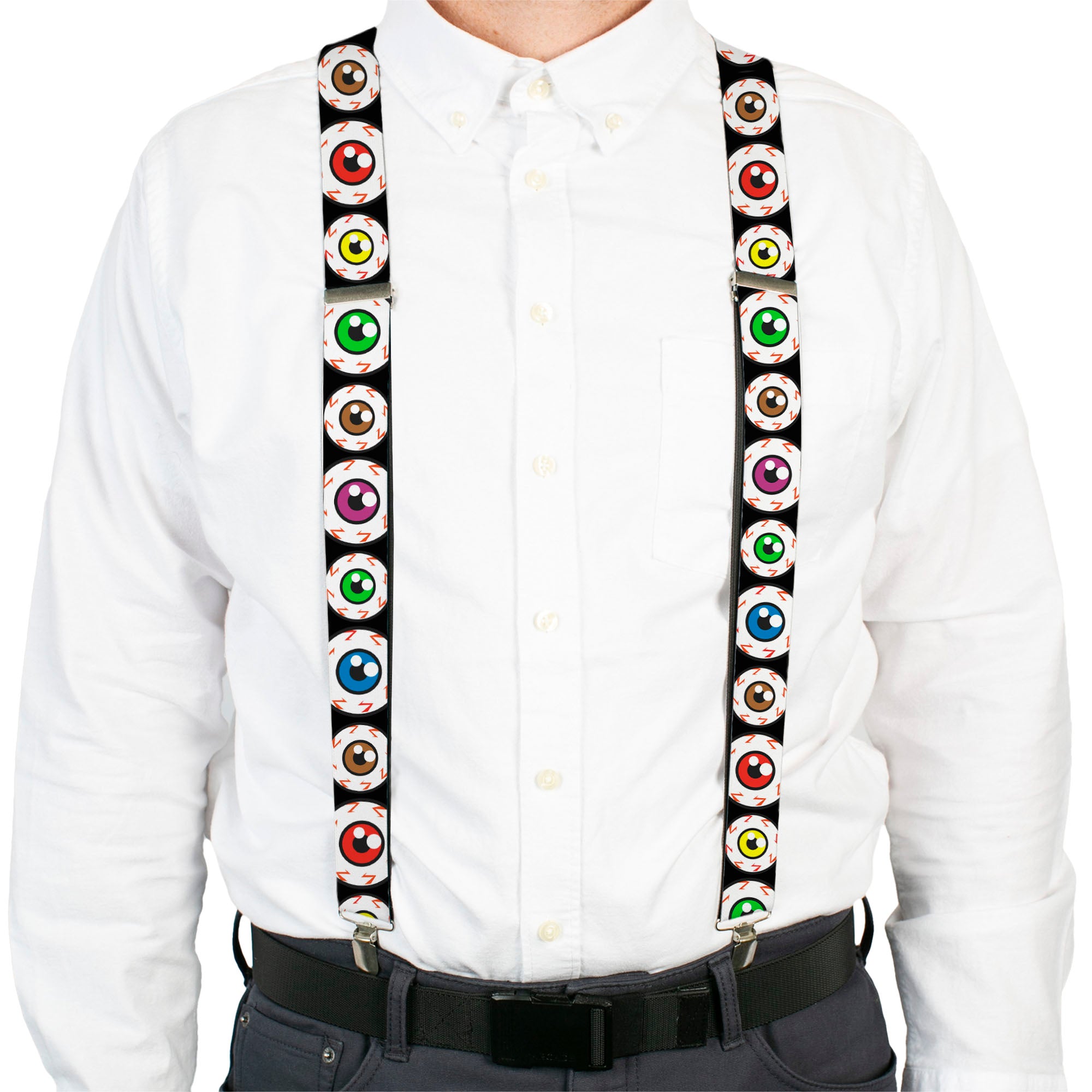 Suspenders - Eyeballs Black/Multi Color Suspenders Buckle-Down