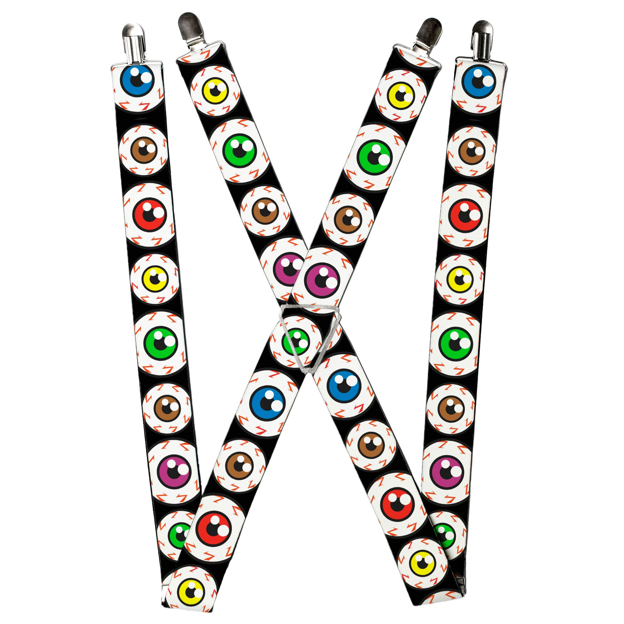 Suspenders - Eyeballs Black/Multi Color Suspenders Buckle-Down