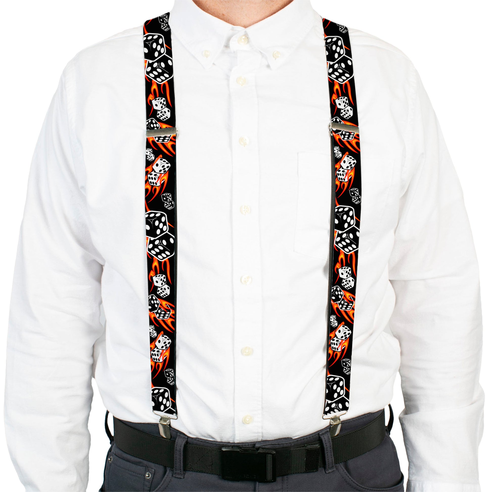 Suspenders - 1.5" - Flaming Dice Suspenders Buckle-Down