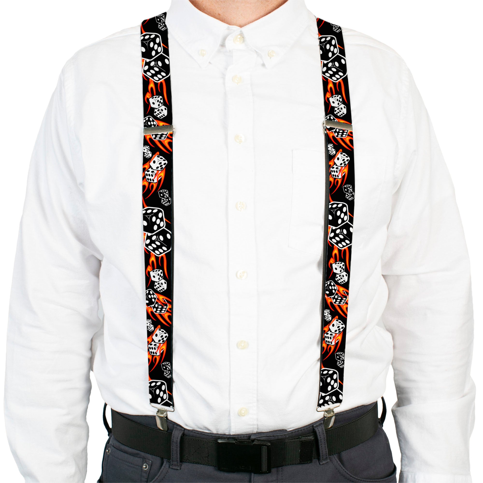 Suspenders - 1.5" - Flaming Dice Suspenders Buckle-Down