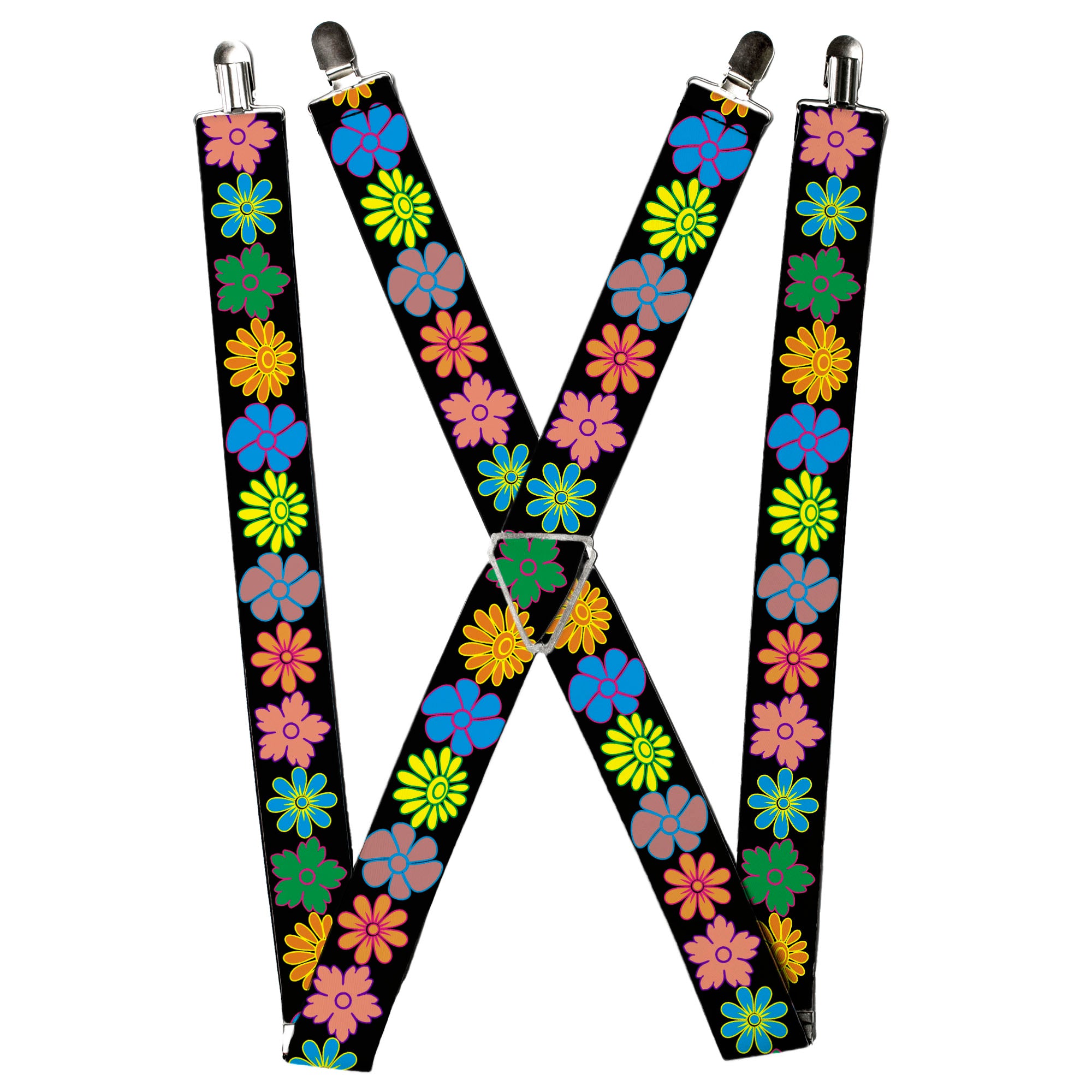 Suspenders - Flowers Black/Multi Color Suspenders Buckle-Down