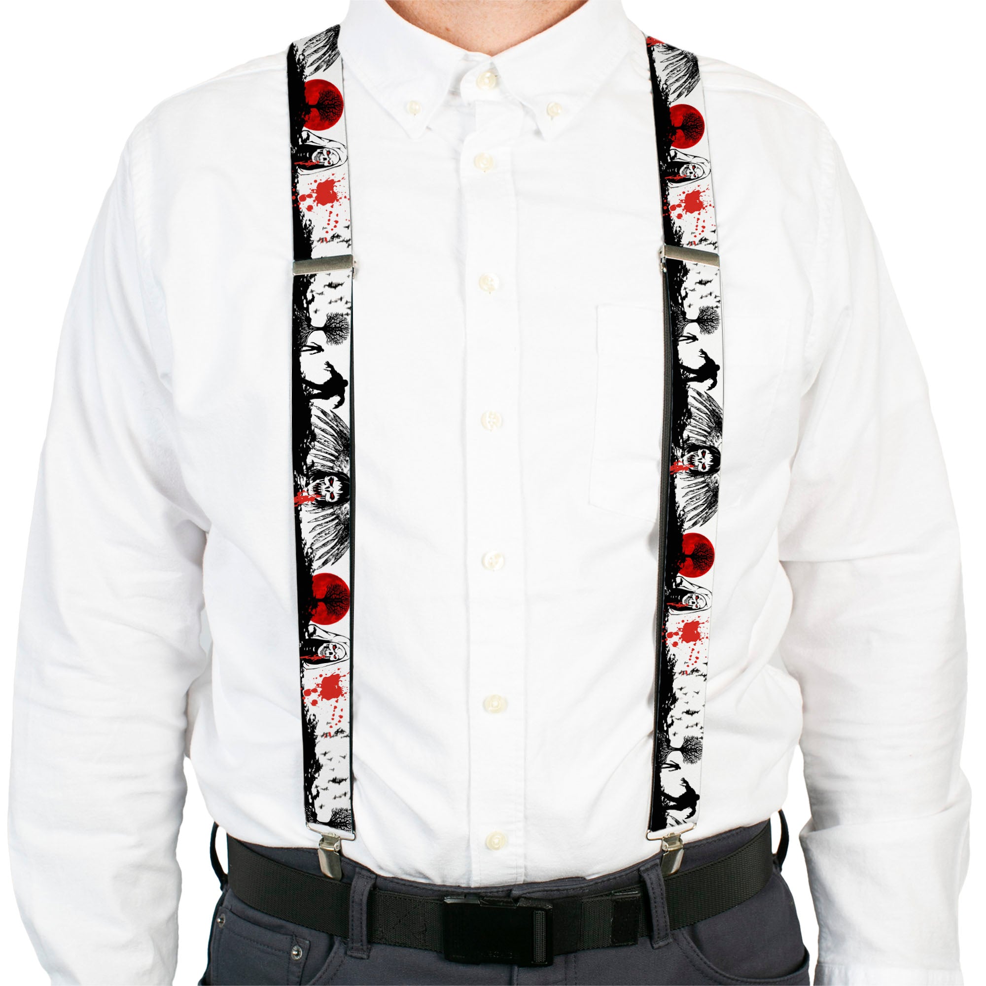 Suspenders - Fright Night White/Black/Red