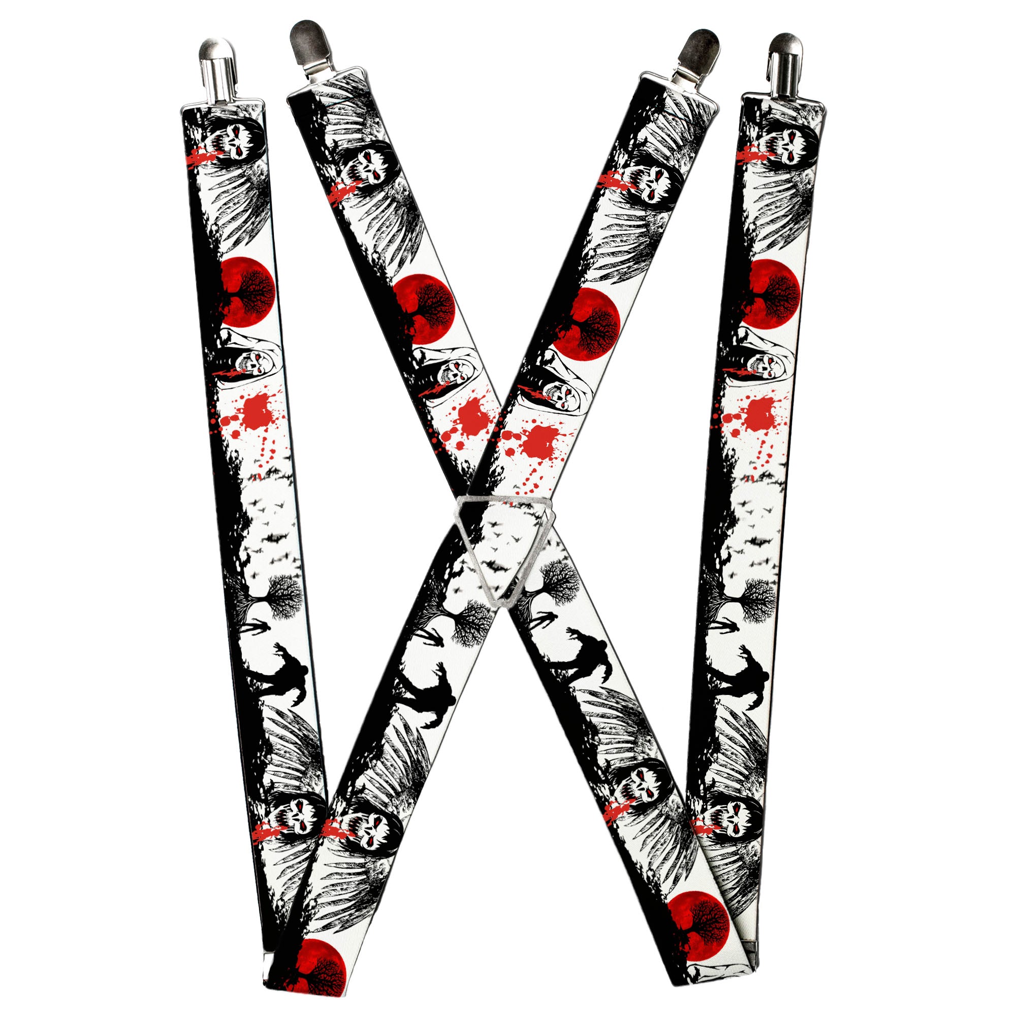 Suspenders - Fright Night White/Black/Red