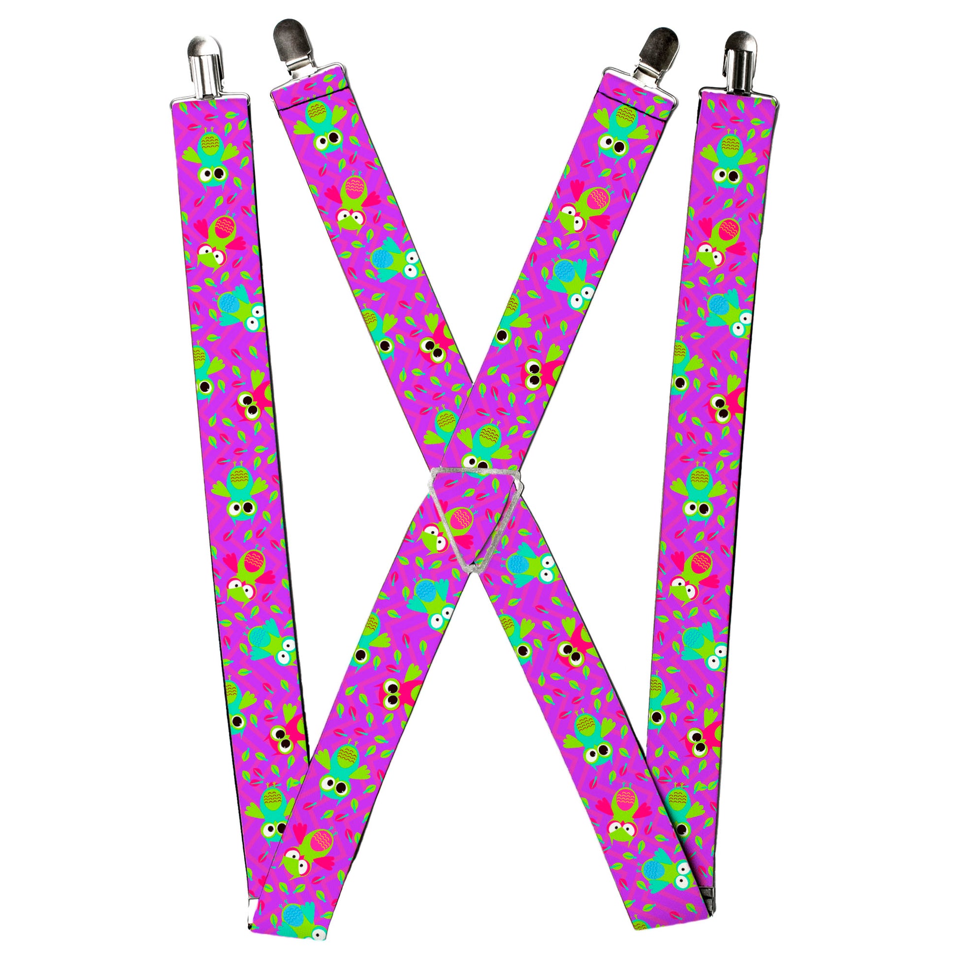Suspenders - Flying Owls w/Leaves Purple/Multi Color Suspenders Buckle-Down